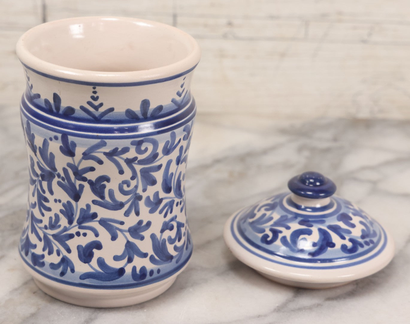 Lot 047 - Contemporary Replica Catalan Ceramic Pharmacy Apothecary "Opium" Jar, Fantasy Item, Artist Signed, J. Baday, Barcelona, Spain, 6-3/8" H