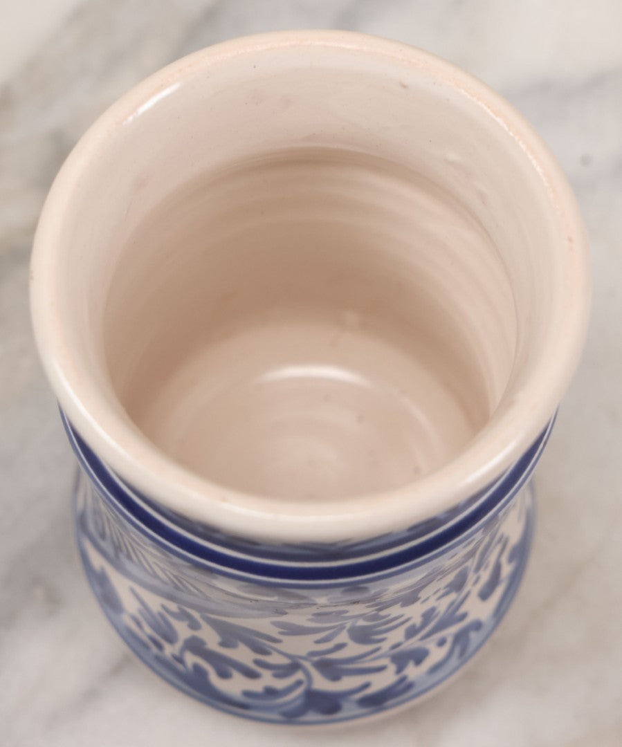 Lot 047 - Contemporary Replica Catalan Ceramic Pharmacy Apothecary "Opium" Jar, Fantasy Item, Artist Signed, J. Baday, Barcelona, Spain, 6-3/8" H