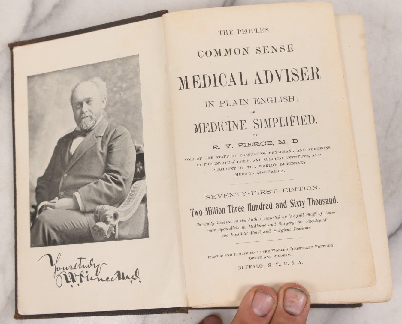 Lot 051 - "The People's Common Sense Medical Adviser In Plain English, Or, Medicine Simplified" Antique Illustrated Medical Book By R.V. Pierce, M.D., Seventy-First Edition, Buffalo, New York, 1895