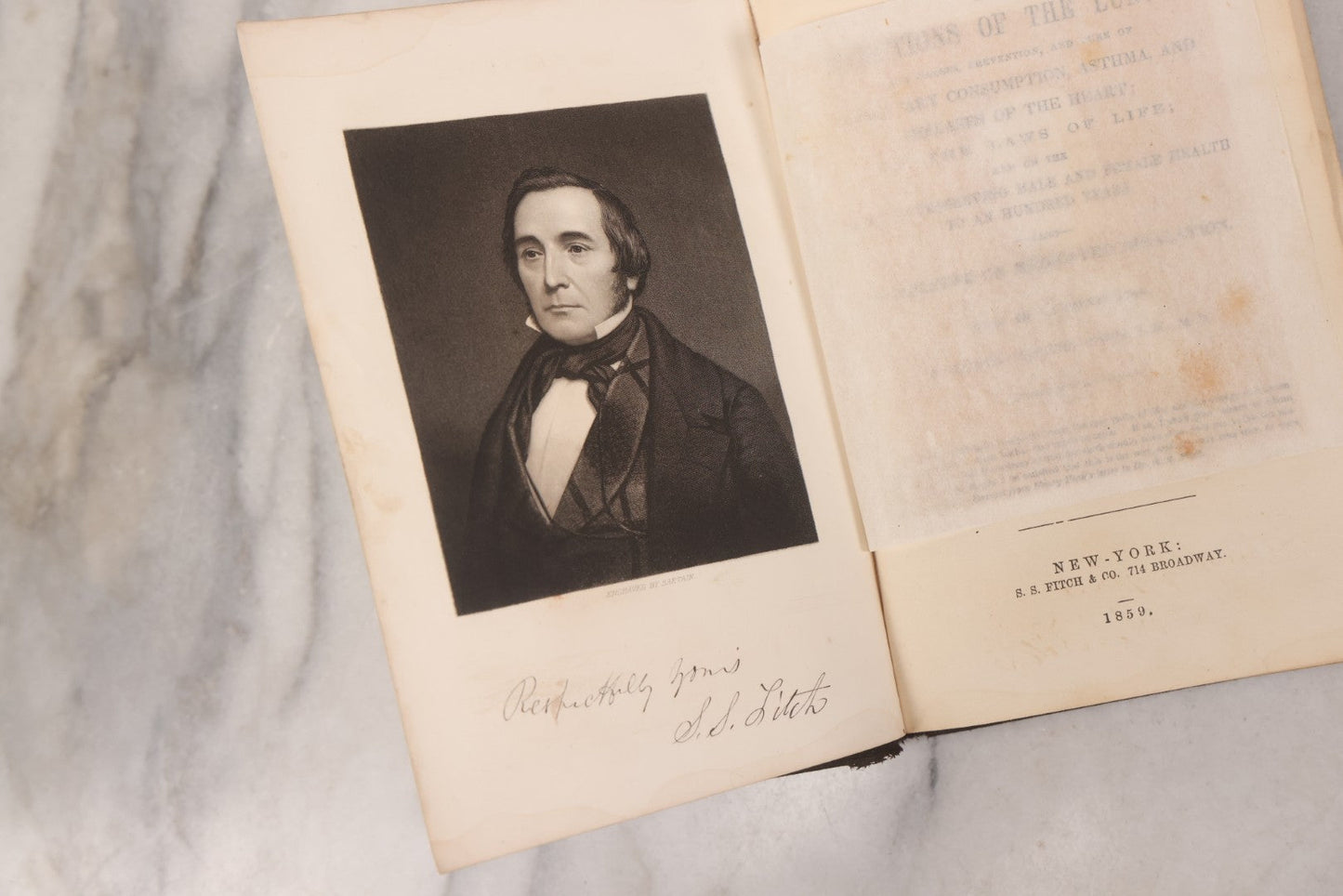 Lot 053 - "Dr. Fitch's Lectures On Consumption: Six Lectures On The Functions Of The Lungs" Antique Medical Book By Samuel Sheldon Fitch, A.M., M.D., With 30 Illustrations, Published By S.S. Fitch & Co., New York, 1959