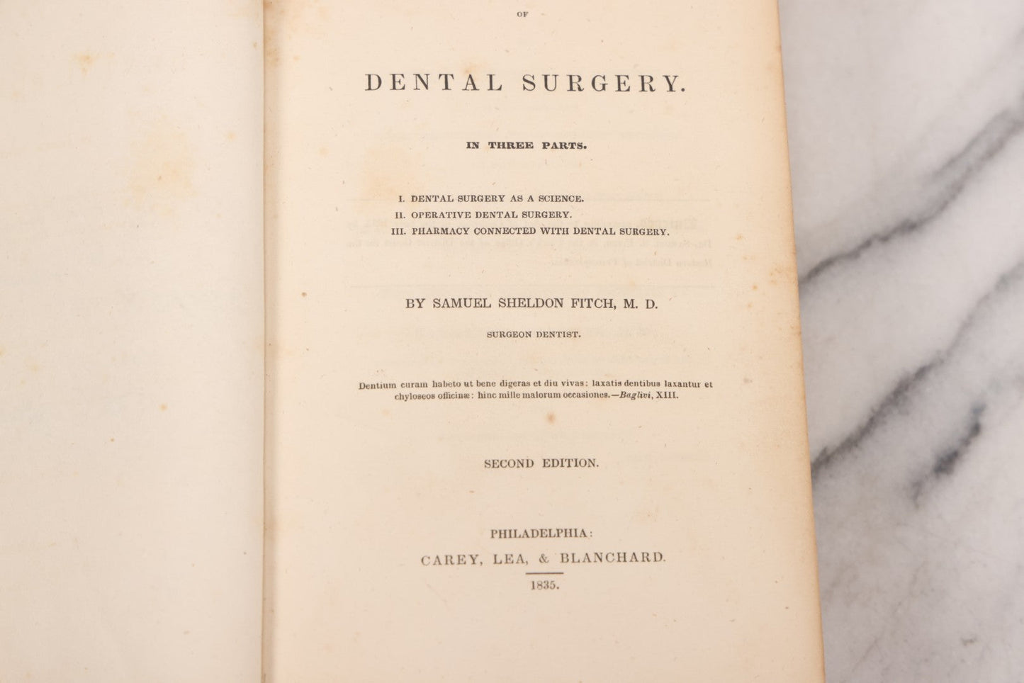 Lot 054 - "Fitch's Dental Surgery: A System Of Dental Surgery In Three Parts" Antique Medical Dentistry Book By Samuel Sheldon Mitch, M.D., Second Edition, Published By Carey, Lea, & Blanchard, Philadelphia, 1835