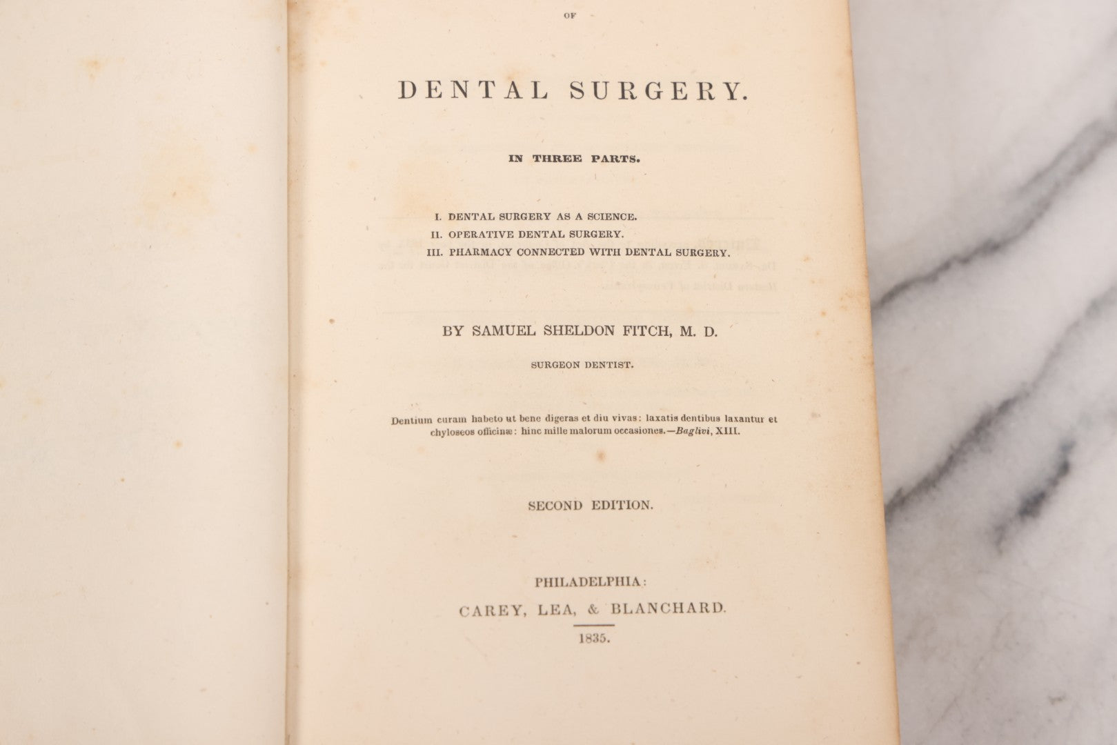 Lot 054 - "Fitch's Dental Surgery: A System Of Dental Surgery In Three Parts" Antique Medical Dentistry Book By Samuel Sheldon Mitch, M.D., Second Edition, Published By Carey, Lea, & Blanchard, Philadelphia, 1835