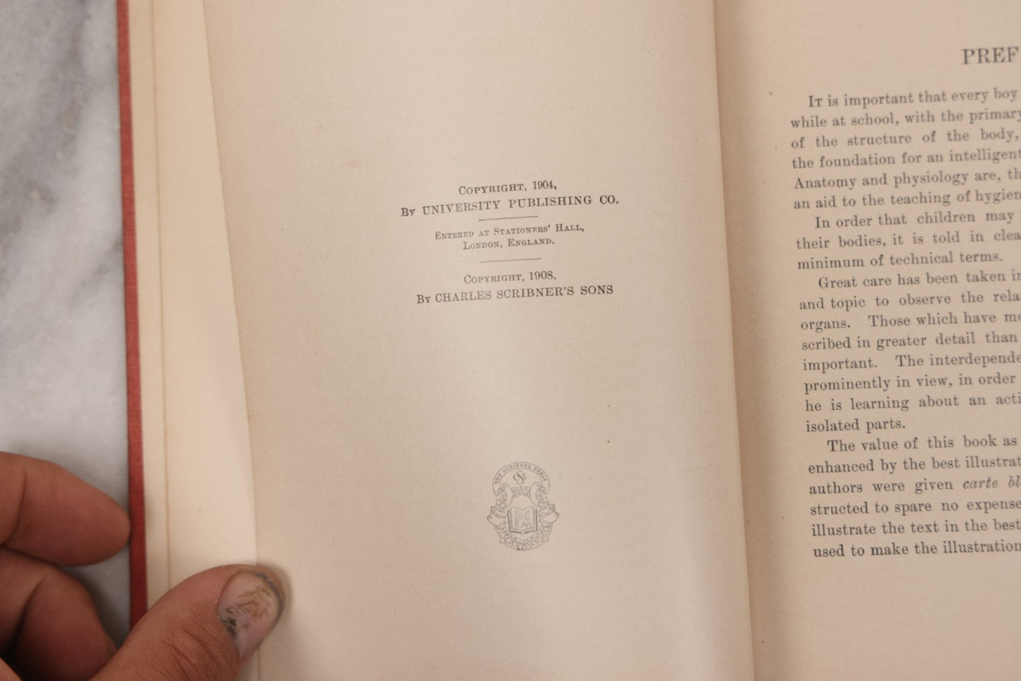 Lot 057 - "Physiology And Hygiene" For Children, Antique Book By Robert Eadie And Andrew Eadie, M.D., Published By Charles Scribner's Sons, New York, 1909