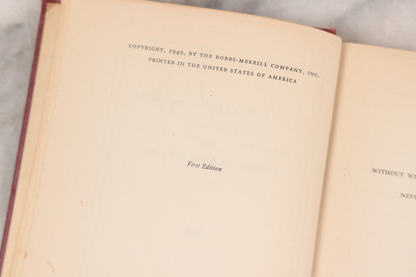 Lot 060 - "Sex And You" First Edition Vintage Sex Education Book By Lemon Clark, M.S., M.D., Published By Bobbs-Merrill Company Inc., 1949 
