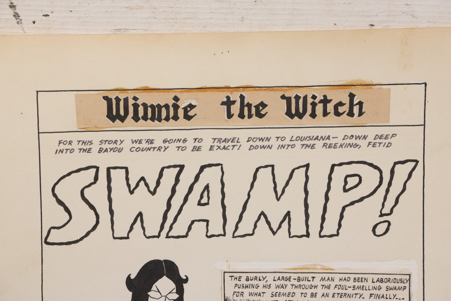 Lot 061 - Vintage "Winnie The Witch" Original Hand Drawn Pen And Ink Underground Comic Book Art, Inspired By The Charlton Comics Character From "Ghostly Haunts," Artist Signed D.K. (D.F.K.), 1972, On Artist Paper, 14" x 17"
