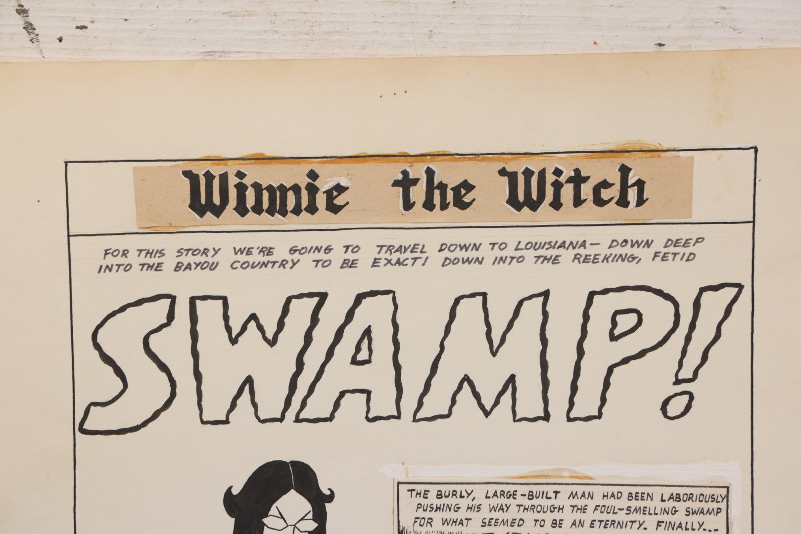 Lot 061 - Vintage "Winnie The Witch" Original Hand Drawn Pen And Ink Underground Comic Book Art, Inspired By The Charlton Comics Character From "Ghostly Haunts," Artist Signed D.K. (D.F.K.), 1972, On Artist Paper, 14" x 17"