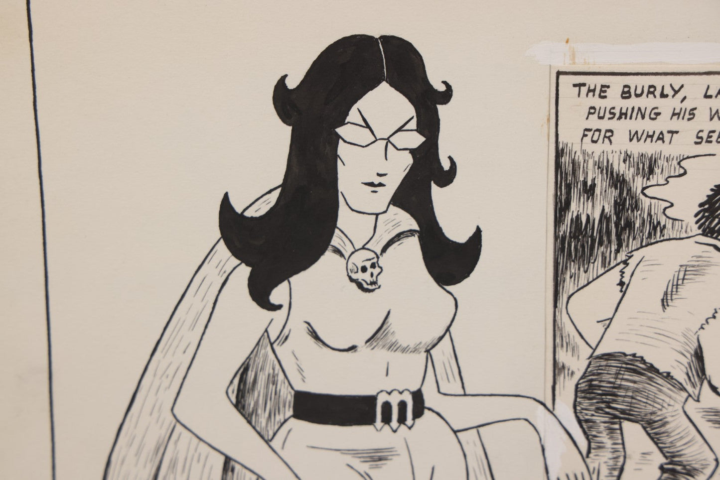 Lot 061 - Vintage "Winnie The Witch" Original Hand Drawn Pen And Ink Underground Comic Book Art, Inspired By The Charlton Comics Character From "Ghostly Haunts," Artist Signed D.K. (D.F.K.), 1972, On Artist Paper, 14" x 17"