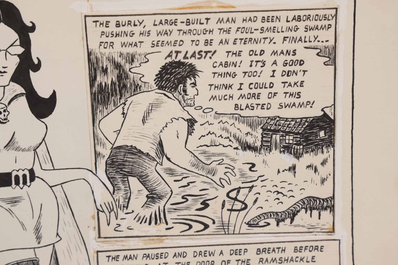 Lot 061 - Vintage "Winnie The Witch" Original Hand Drawn Pen And Ink Underground Comic Book Art, Inspired By The Charlton Comics Character From "Ghostly Haunts," Artist Signed D.K. (D.F.K.), 1972, On Artist Paper, 14" x 17"