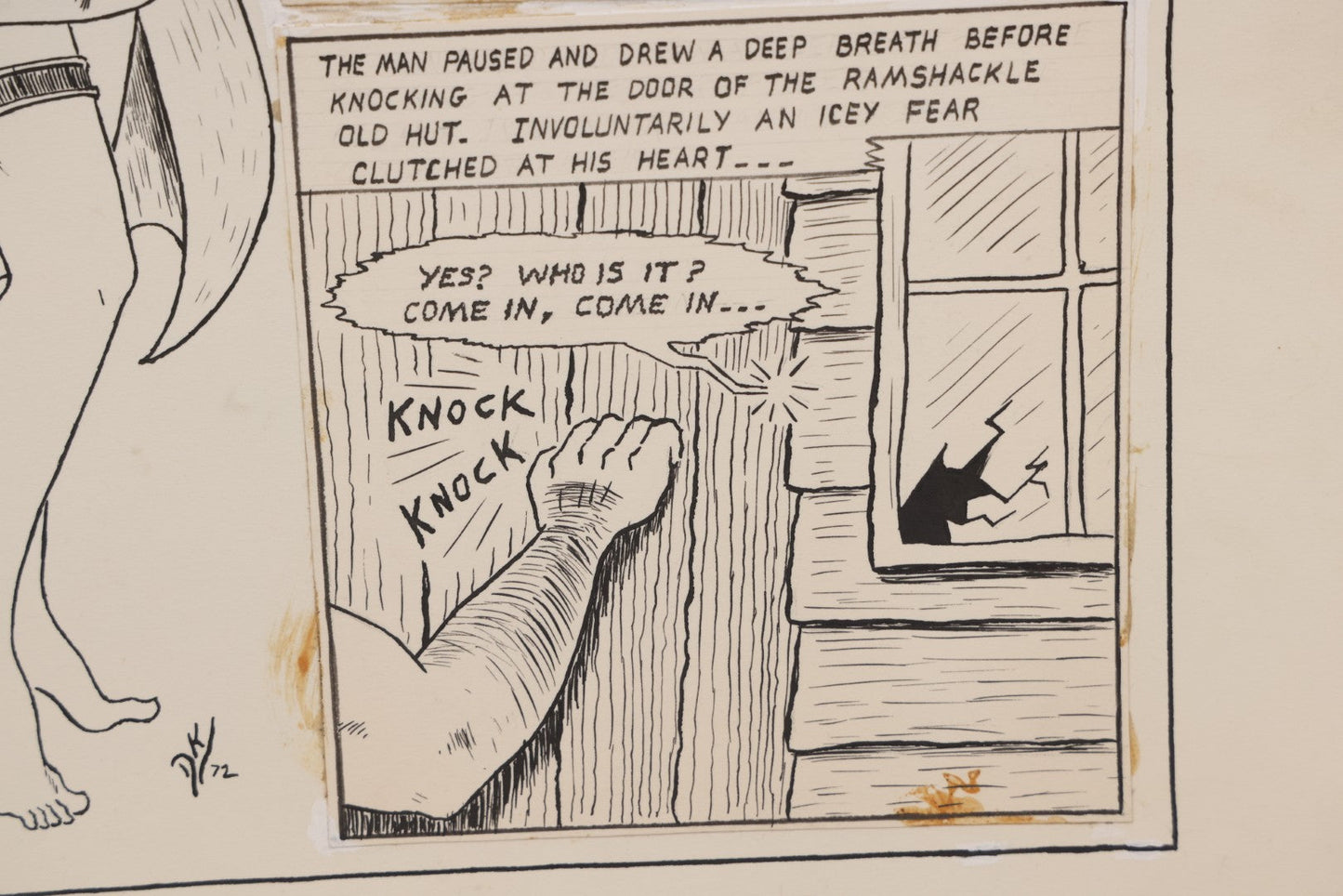 Lot 061 - Vintage "Winnie The Witch" Original Hand Drawn Pen And Ink Underground Comic Book Art, Inspired By The Charlton Comics Character From "Ghostly Haunts," Artist Signed D.K. (D.F.K.), 1972, On Artist Paper, 14" x 17"