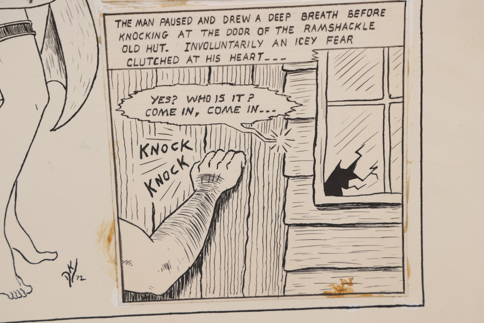 Lot 061 - Vintage "Winnie The Witch" Original Hand Drawn Pen And Ink Underground Comic Book Art, Inspired By The Charlton Comics Character From "Ghostly Haunts," Artist Signed D.K. (D.F.K.), 1972, On Artist Paper, 14" x 17"