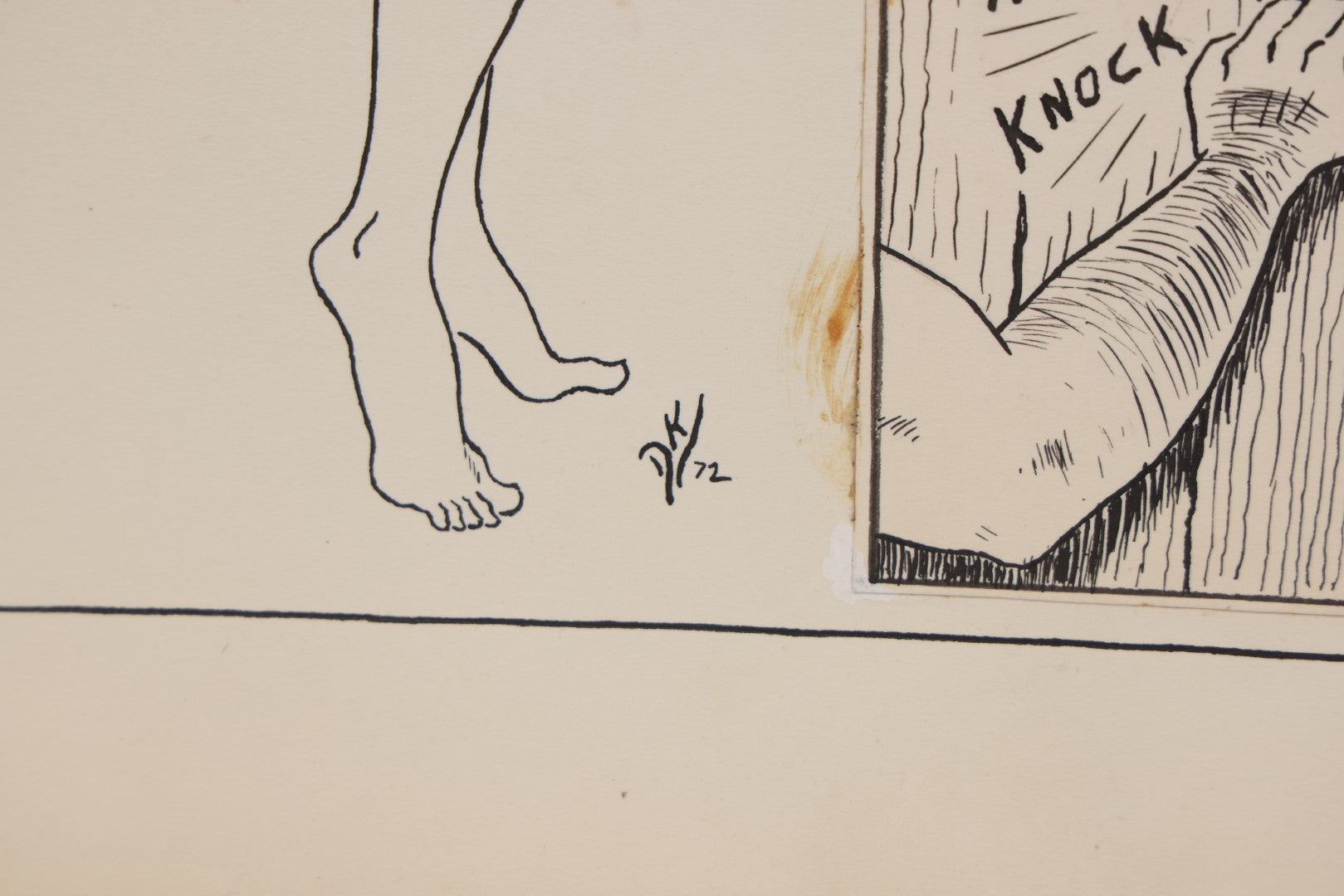 Lot 061 - Vintage "Winnie The Witch" Original Hand Drawn Pen And Ink Underground Comic Book Art, Inspired By The Charlton Comics Character From "Ghostly Haunts," Artist Signed D.K. (D.F.K.), 1972, On Artist Paper, 14" x 17"