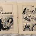 Lot 062 - Pair Of Vintage "Necrophile" Original Hand Drawn Pen And Ink Underground Comic Book Art Panels, Grave Robber Scenes, Attributed To D.K. (D.F.K.), Circa 1970-1975, On Artist Paper, 14" x 17"