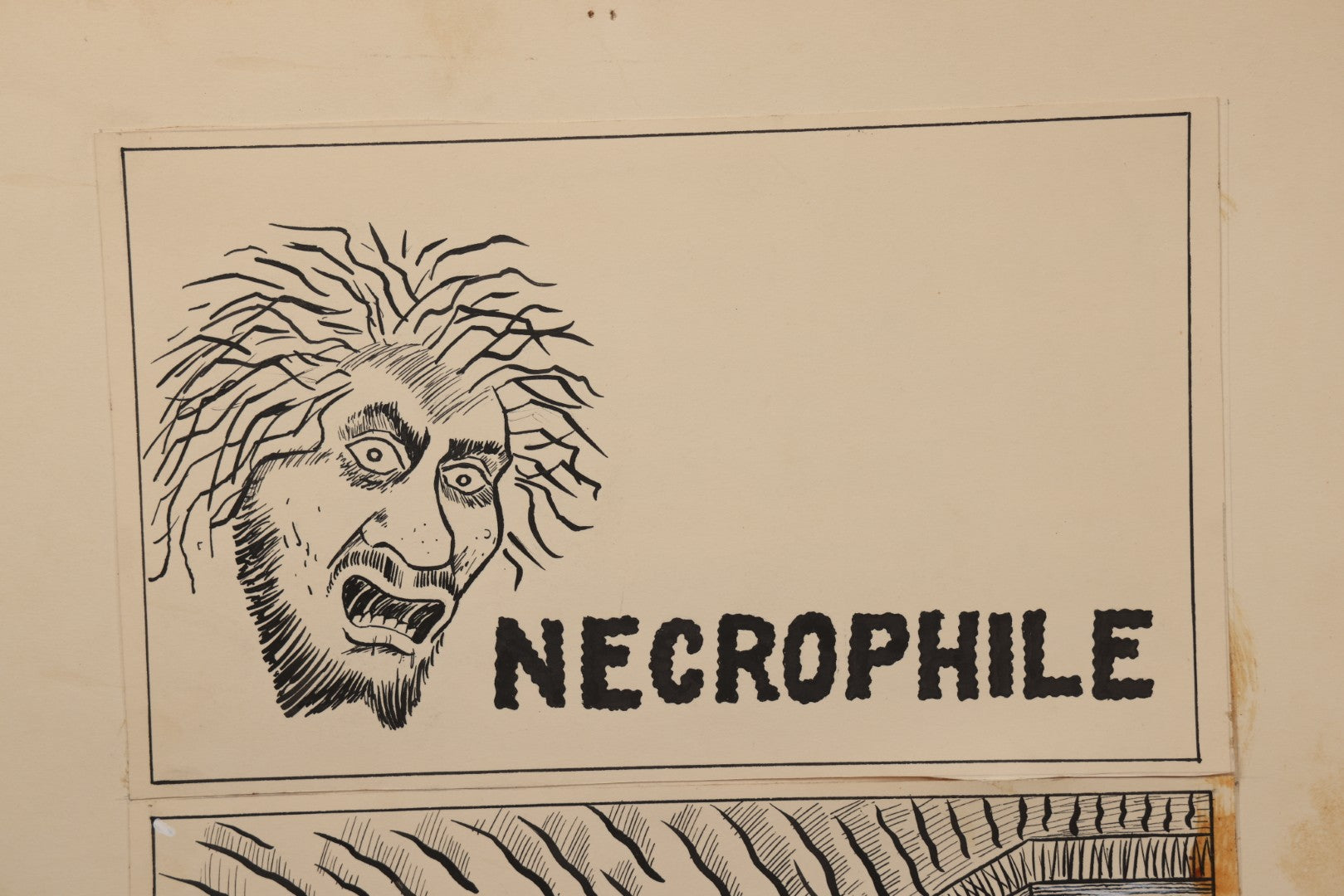 Lot 062 - Pair Of Vintage "Necrophile" Original Hand Drawn Pen And Ink Underground Comic Book Art Panels, Grave Robber Scenes, Attributed To D.K. (D.F.K.), Circa 1970-1975, On Artist Paper, 14" x 17"