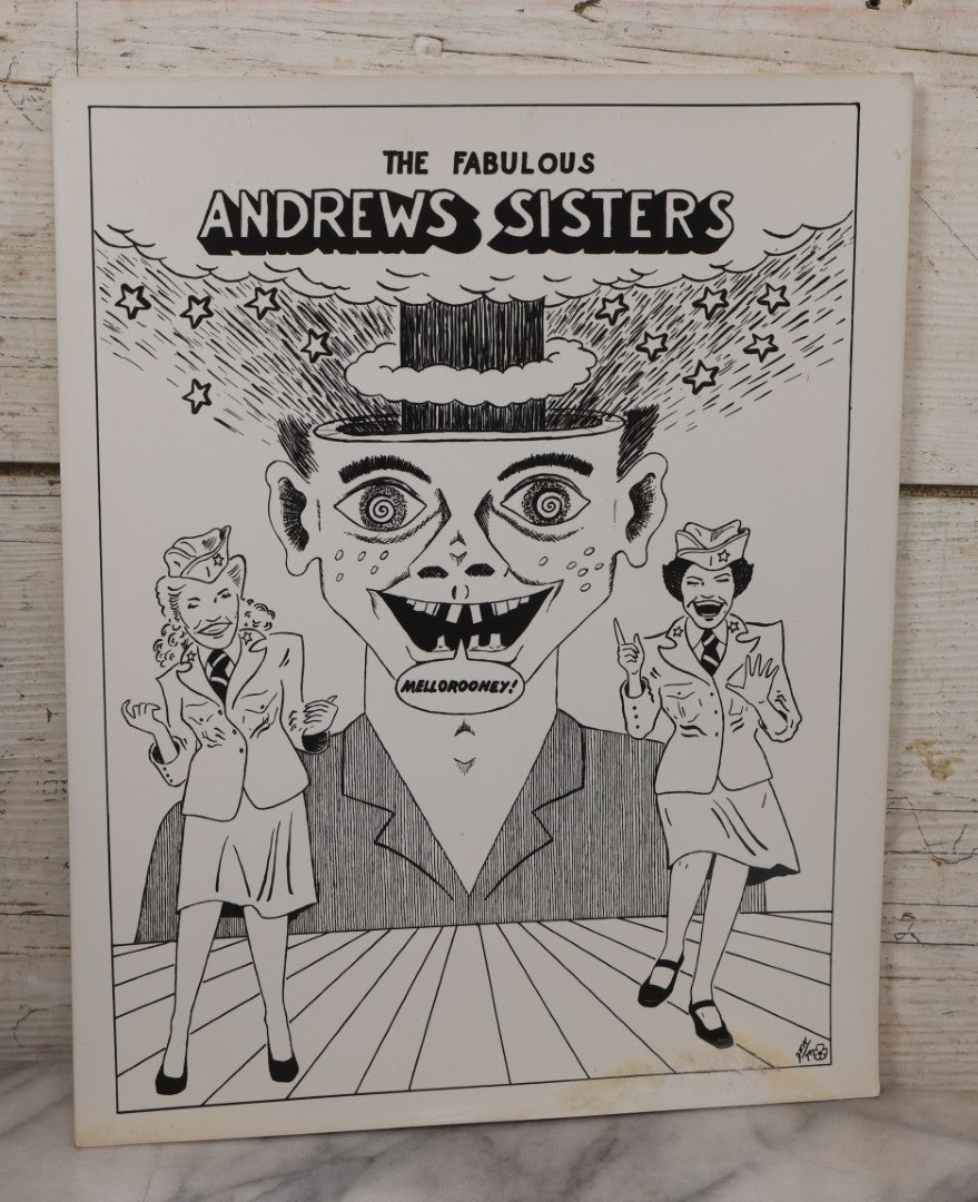 Lot 065 - Pair Of Vintage Underground Comic Book Style Poster Prints, "The Fabulous Andrews Sisters" And Zombie Woman Pin-Up, Signed In Print D.F.K. 1974 And D.K. '71, Respectively, On Glossy Paper 