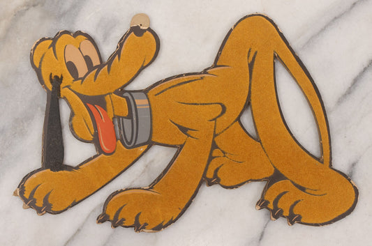 Lot 066 - Vintage Die Cut Felt Covered Pluto Dog Disney Wall Hanger Decor, 9-5/8" x 6-1/4"