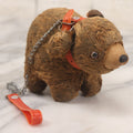 Lot 067 - Vintage Straw Stuffed Bear Toy With Rubber Nose, Collar, And Leash