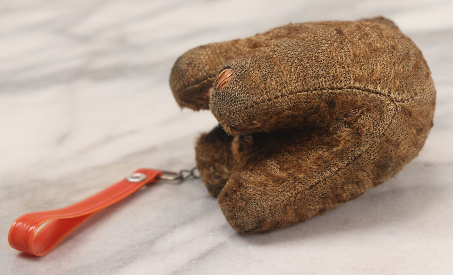 Lot 067 - Vintage Straw Stuffed Bear Toy With Rubber Nose, Collar, And Leash