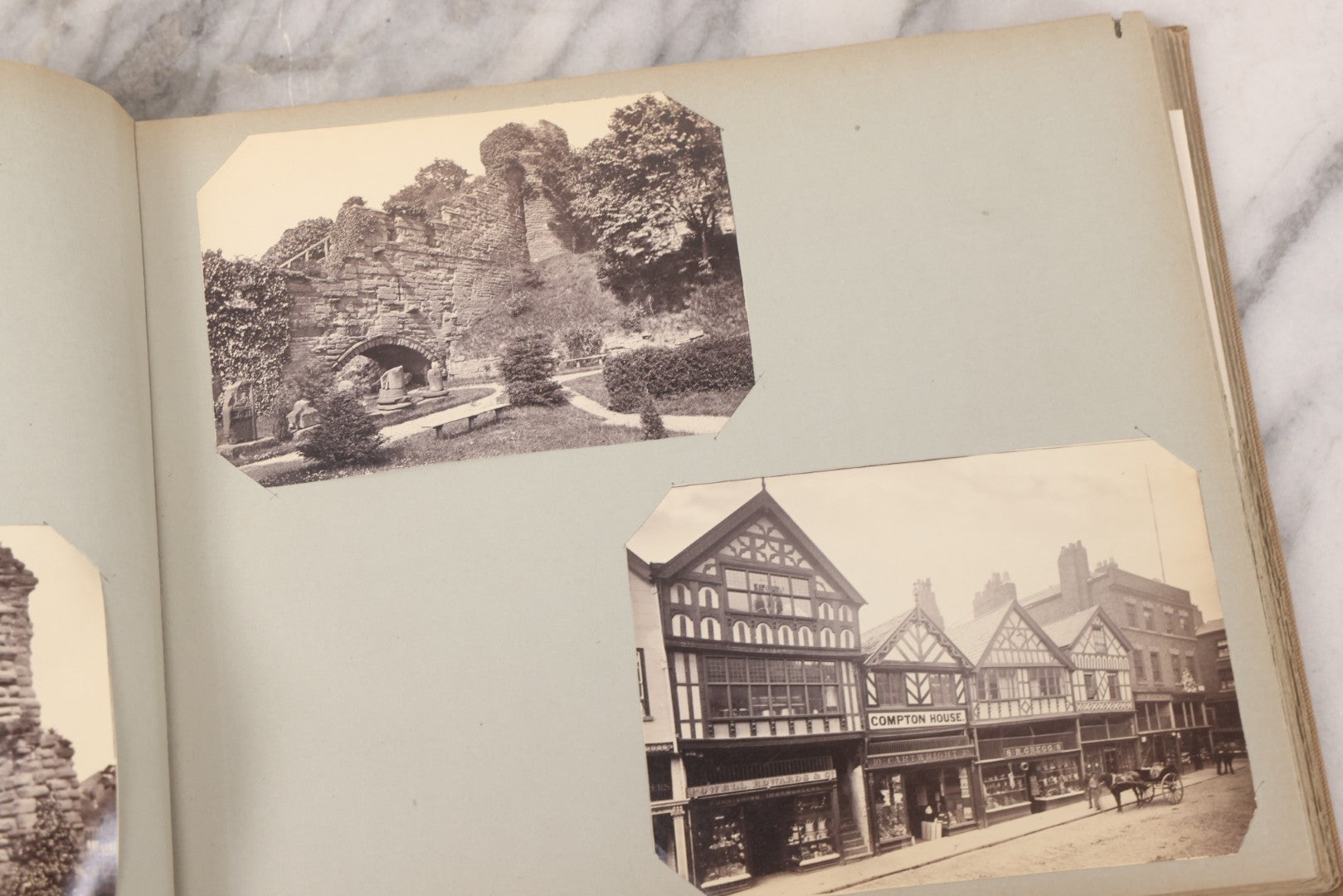 Lot 070 - Antique Photo Album With Approximately 80 Souvenir Photographs Of Landmarks Around Europe, England Including Churches And Cathedrals, Bridges, Architecture, Interiors, And Graveyards, Contained In "The Photo-Bind" Trademarked Album By J.H.H.M.