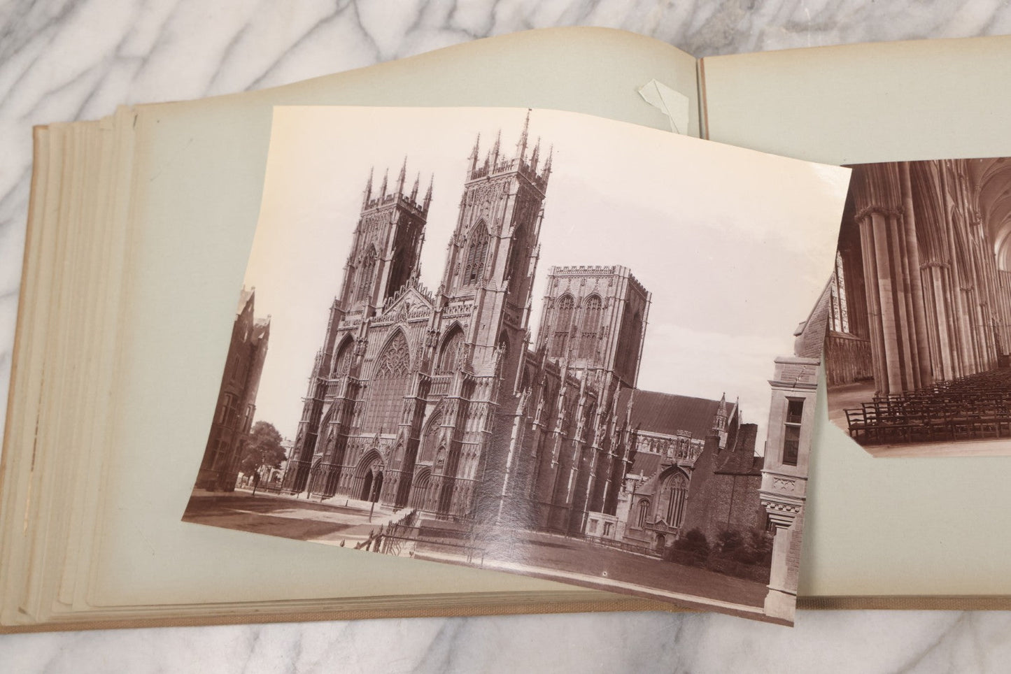 Lot 070 - Antique Photo Album With Approximately 80 Souvenir Photographs Of Landmarks Around Europe, England Including Churches And Cathedrals, Bridges, Architecture, Interiors, And Graveyards, Contained In "The Photo-Bind" Trademarked Album By J.H.H.M.