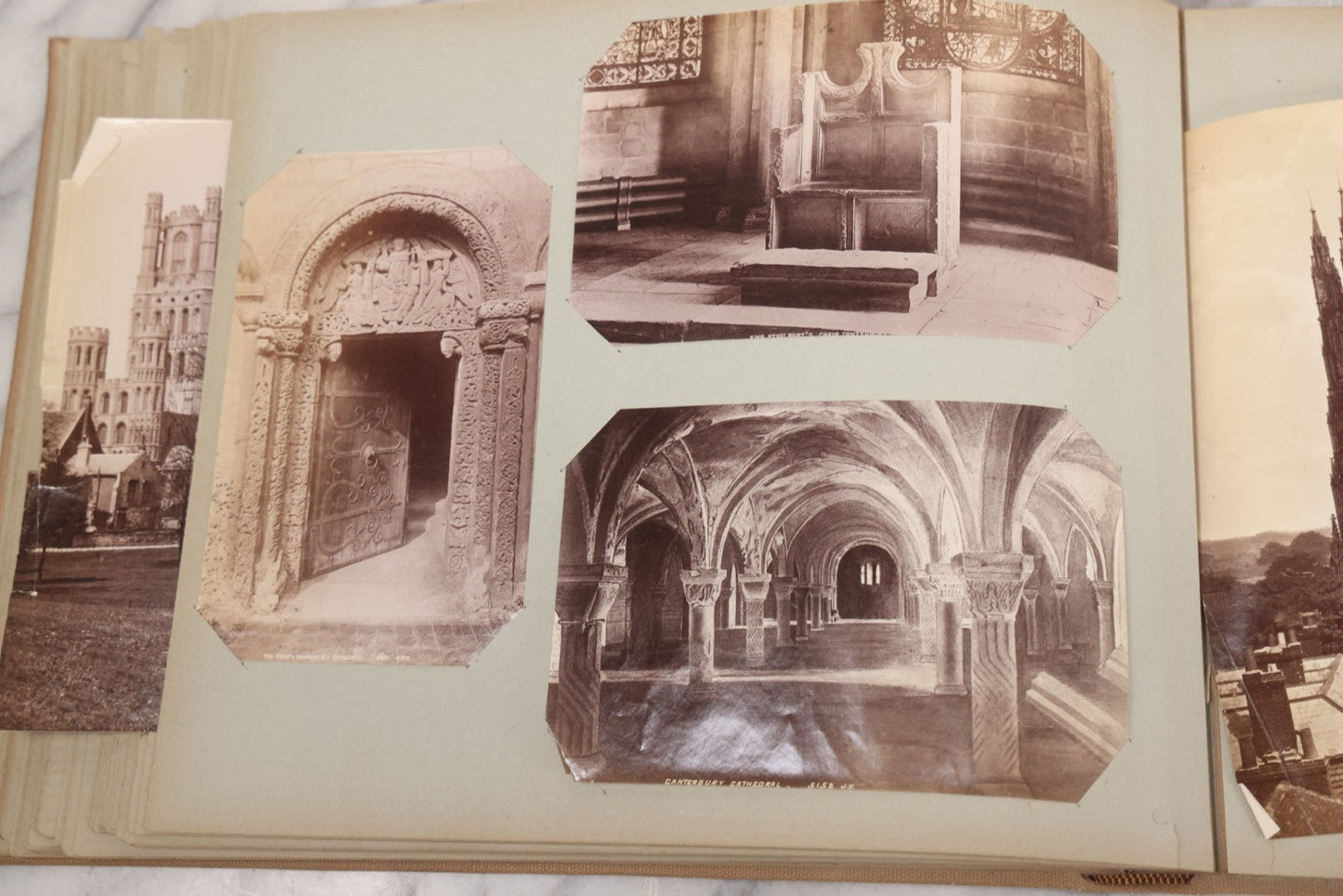 Lot 070 - Antique Photo Album With Approximately 80 Souvenir Photographs Of Landmarks Around Europe, England Including Churches And Cathedrals, Bridges, Architecture, Interiors, And Graveyards, Contained In "The Photo-Bind" Trademarked Album By J.H.H.M.