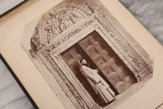 Lot 071 - Antique Photo Album With Approximately 100 Souvenir Photographs Of Landmarks In Italy, Including Churches And Cathedrals, Venice Canals, Ancient Ruins, Pompeii, Architecture, Doorways, Art And Statues