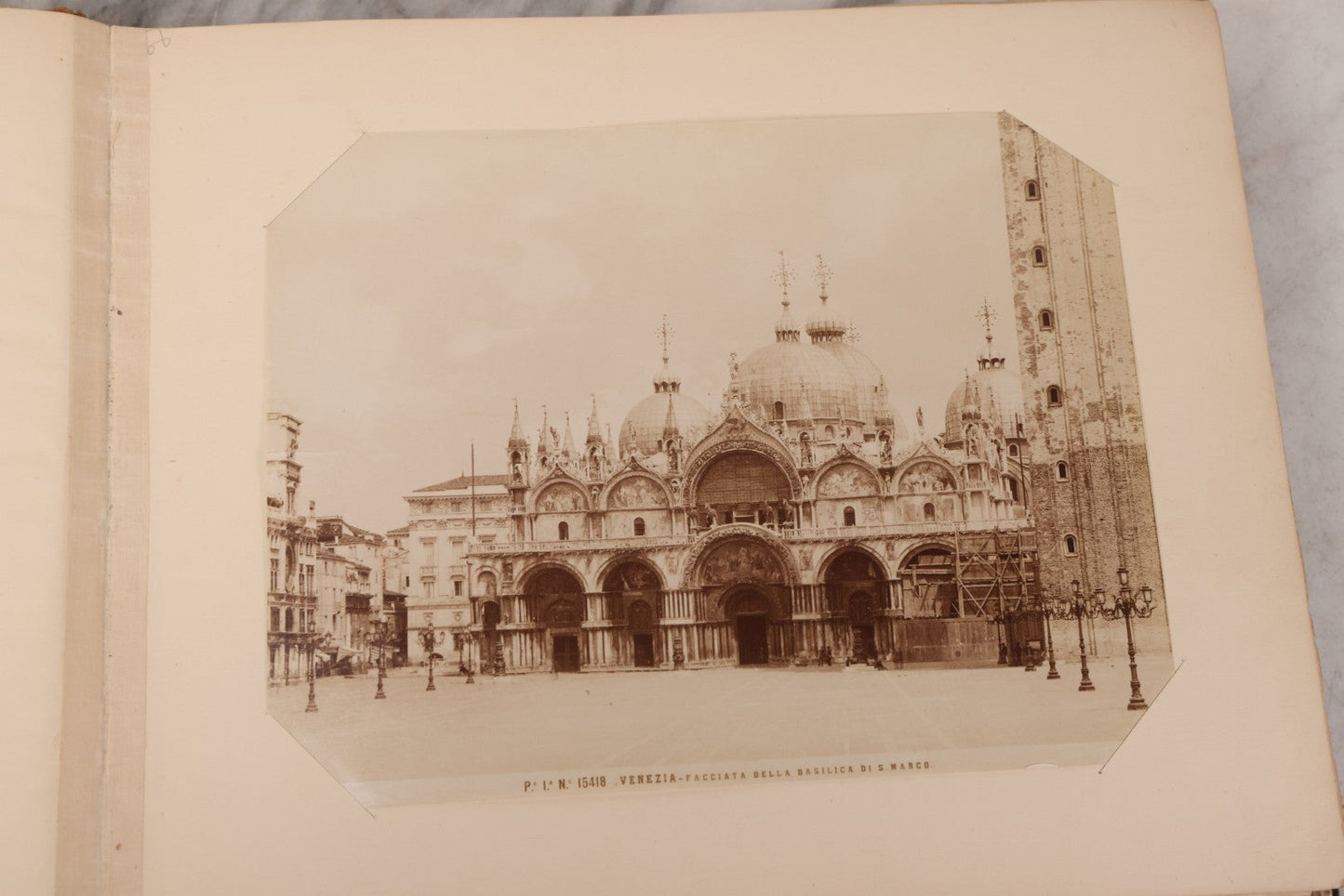 Lot 071 - Antique Photo Album With Approximately 100 Souvenir Photographs Of Landmarks In Italy, Including Churches And Cathedrals, Venice Canals, Ancient Ruins, Pompeii, Architecture, Doorways, Art And Statues