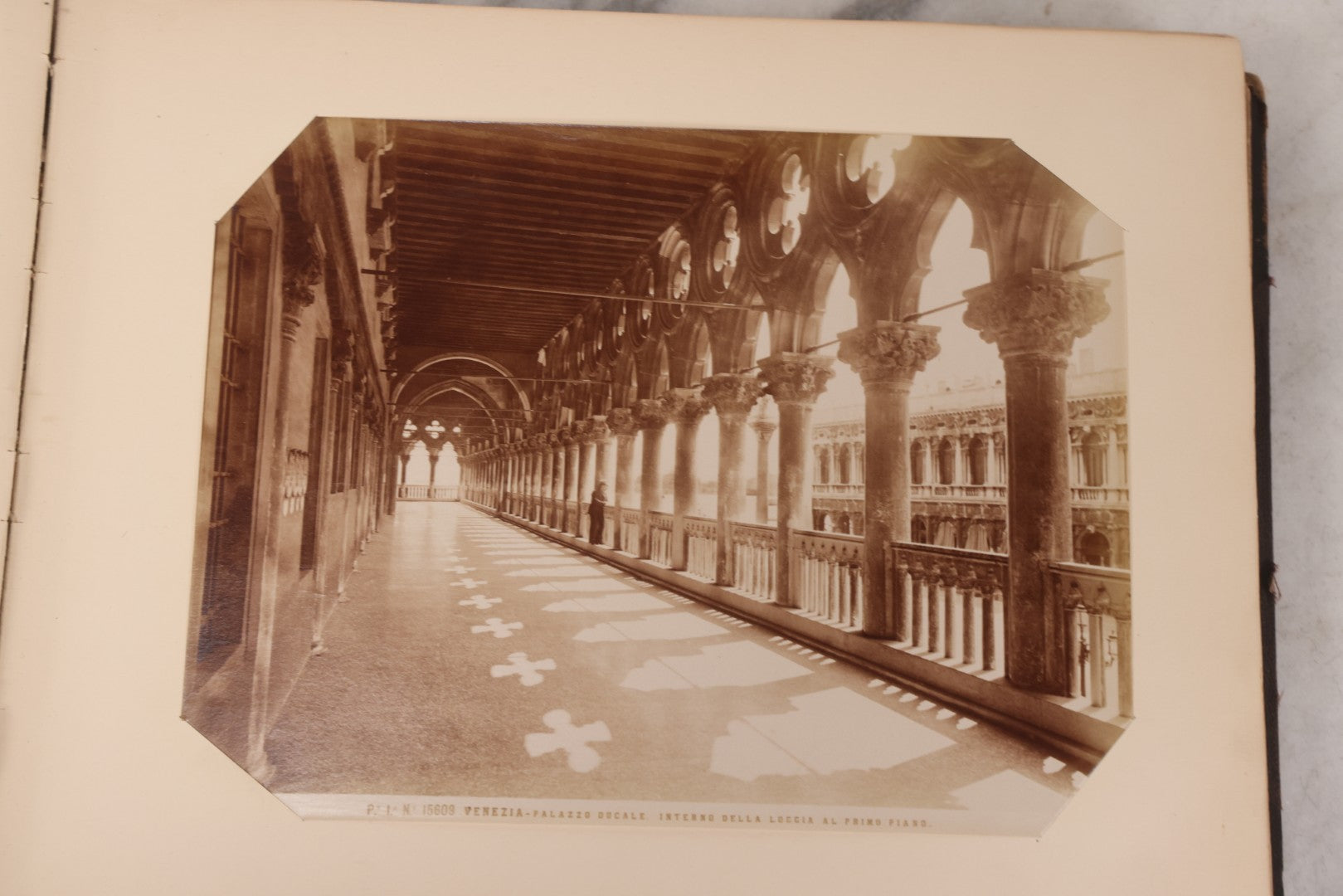 Lot 071 - Antique Photo Album With Approximately 100 Souvenir Photographs Of Landmarks In Italy, Including Churches And Cathedrals, Venice Canals, Ancient Ruins, Pompeii, Architecture, Doorways, Art And Statues