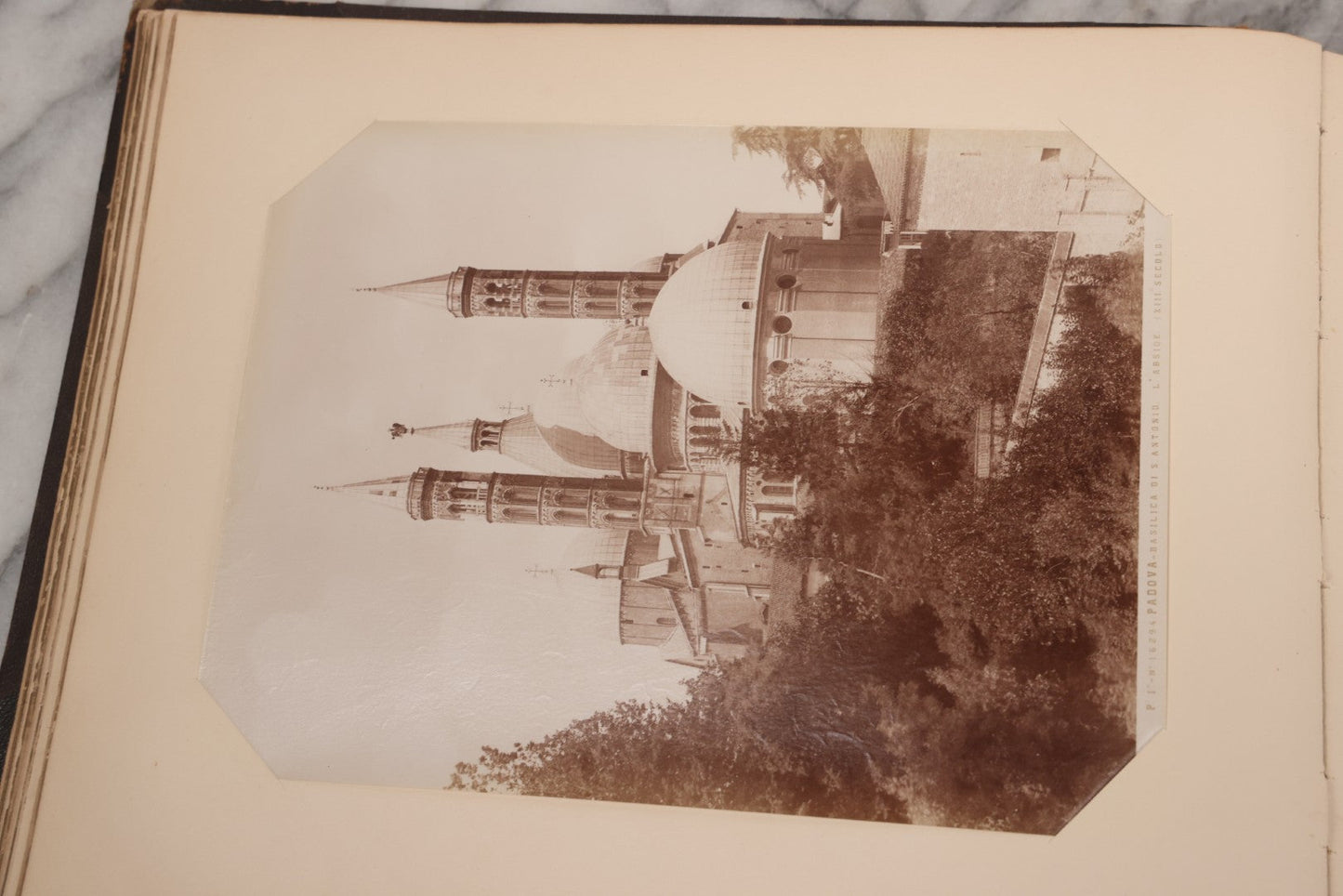 Lot 071 - Antique Photo Album With Approximately 100 Souvenir Photographs Of Landmarks In Italy, Including Churches And Cathedrals, Venice Canals, Ancient Ruins, Pompeii, Architecture, Doorways, Art And Statues