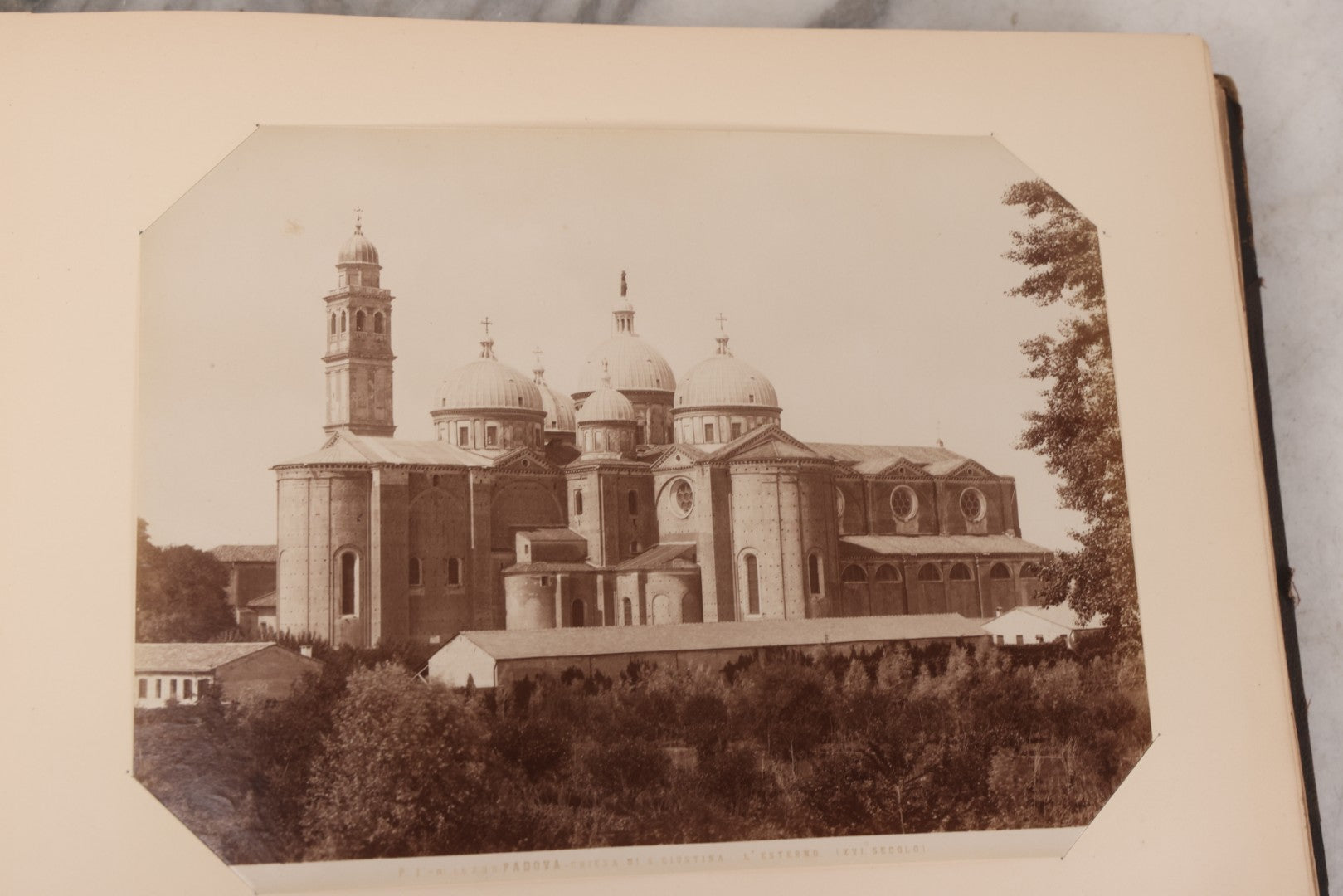 Lot 071 - Antique Photo Album With Approximately 100 Souvenir Photographs Of Landmarks In Italy, Including Churches And Cathedrals, Venice Canals, Ancient Ruins, Pompeii, Architecture, Doorways, Art And Statues