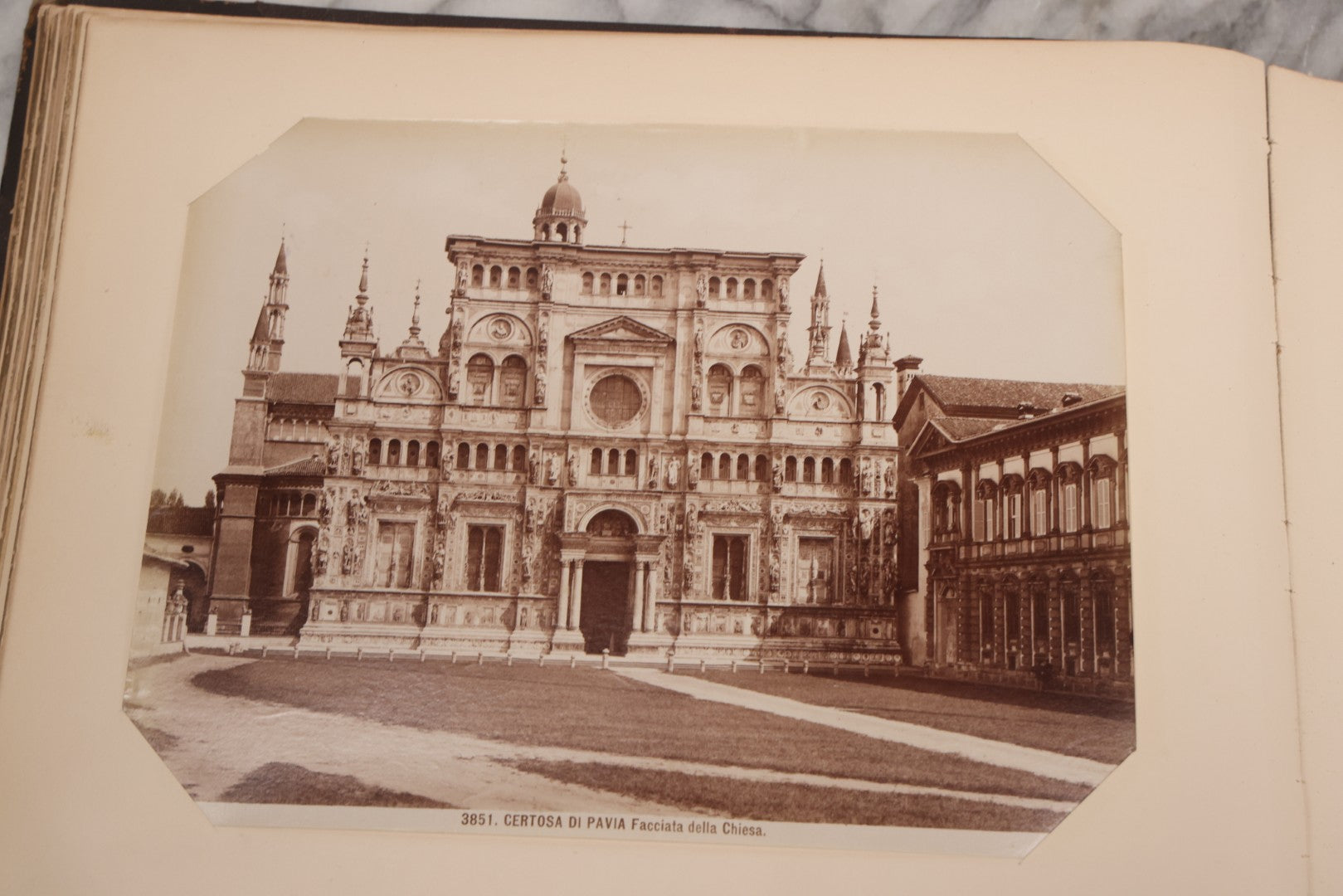 Lot 071 - Antique Photo Album With Approximately 100 Souvenir Photographs Of Landmarks In Italy, Including Churches And Cathedrals, Venice Canals, Ancient Ruins, Pompeii, Architecture, Doorways, Art And Statues
