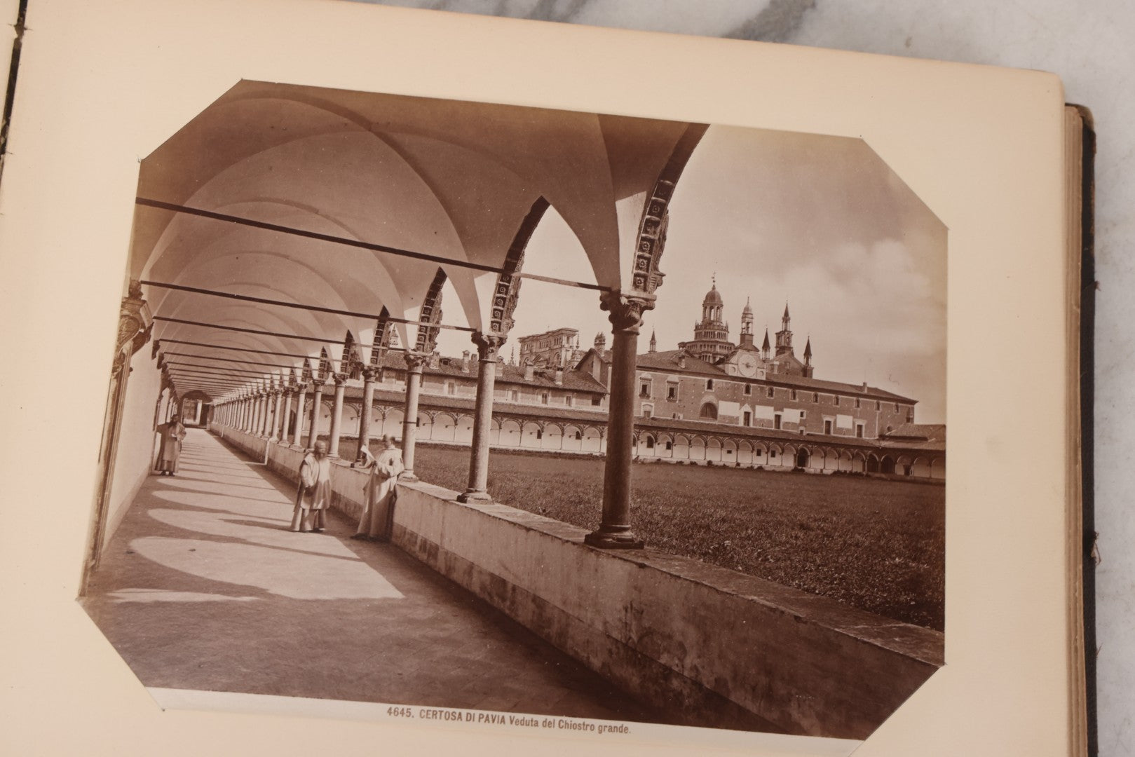Lot 071 - Antique Photo Album With Approximately 100 Souvenir Photographs Of Landmarks In Italy, Including Churches And Cathedrals, Venice Canals, Ancient Ruins, Pompeii, Architecture, Doorways, Art And Statues