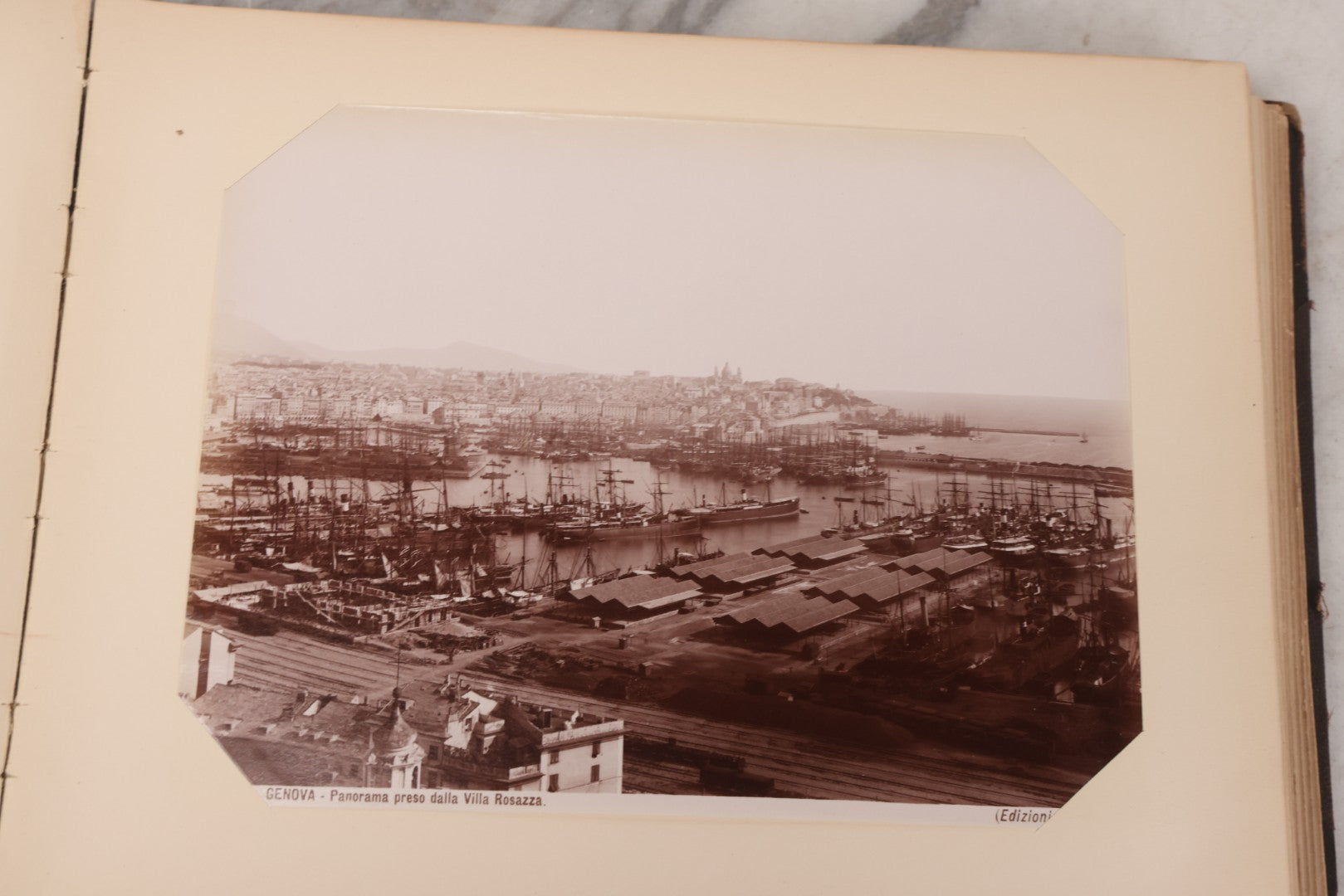 Lot 071 - Antique Photo Album With Approximately 100 Souvenir Photographs Of Landmarks In Italy, Including Churches And Cathedrals, Venice Canals, Ancient Ruins, Pompeii, Architecture, Doorways, Art And Statues