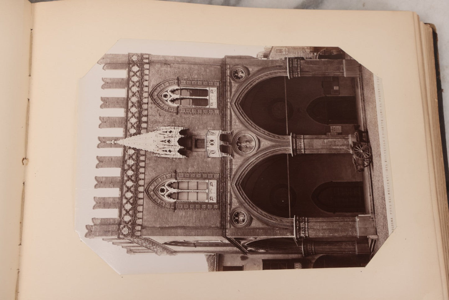 Lot 071 - Antique Photo Album With Approximately 100 Souvenir Photographs Of Landmarks In Italy, Including Churches And Cathedrals, Venice Canals, Ancient Ruins, Pompeii, Architecture, Doorways, Art And Statues