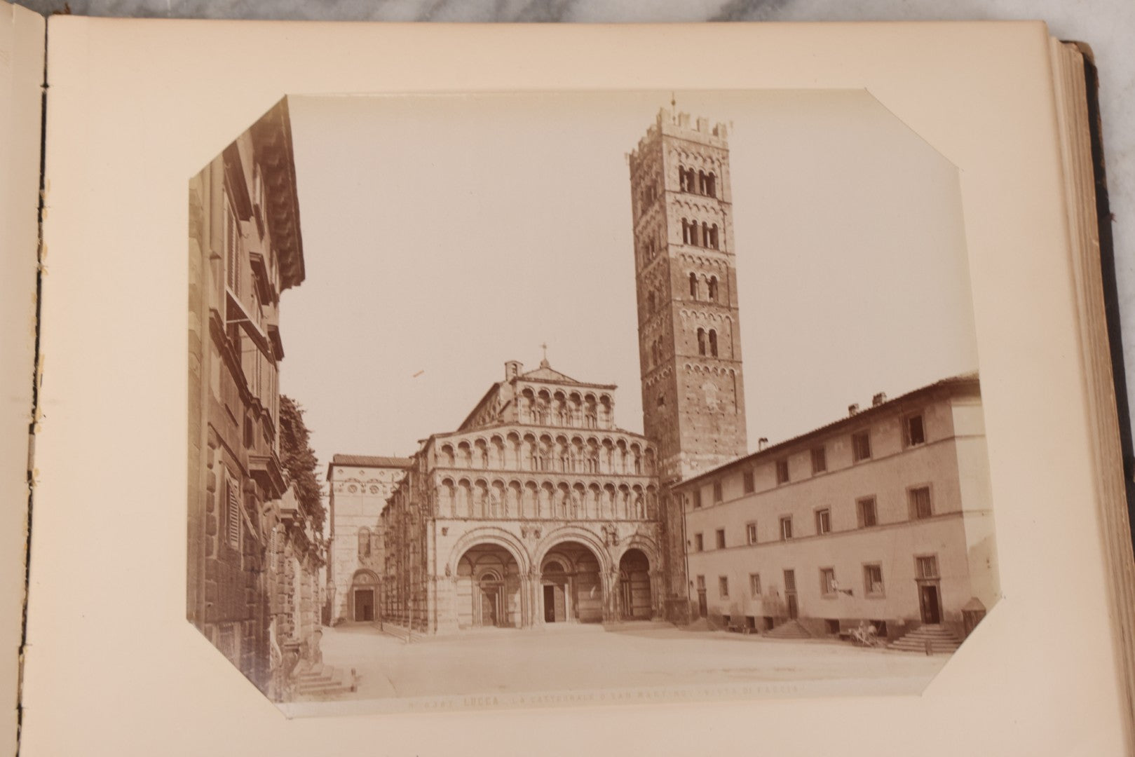 Lot 071 - Antique Photo Album With Approximately 100 Souvenir Photographs Of Landmarks In Italy, Including Churches And Cathedrals, Venice Canals, Ancient Ruins, Pompeii, Architecture, Doorways, Art And Statues