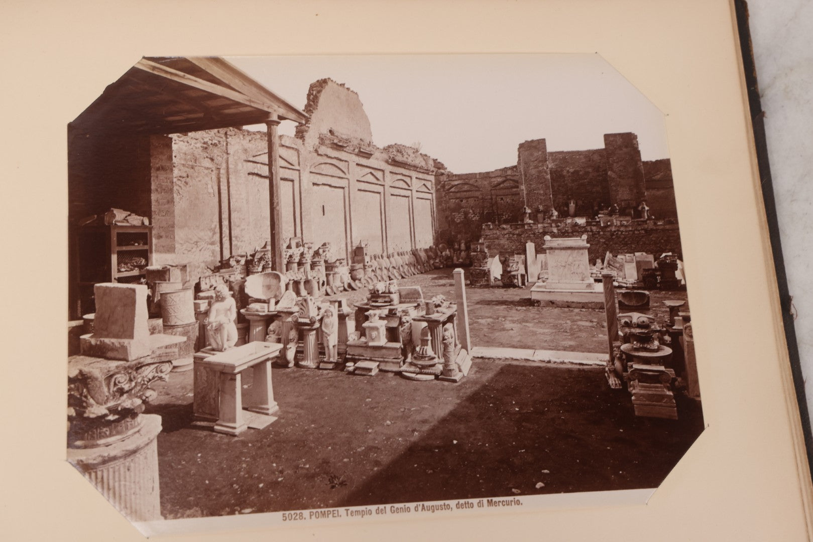 Lot 071 - Antique Photo Album With Approximately 100 Souvenir Photographs Of Landmarks In Italy, Including Churches And Cathedrals, Venice Canals, Ancient Ruins, Pompeii, Architecture, Doorways, Art And Statues