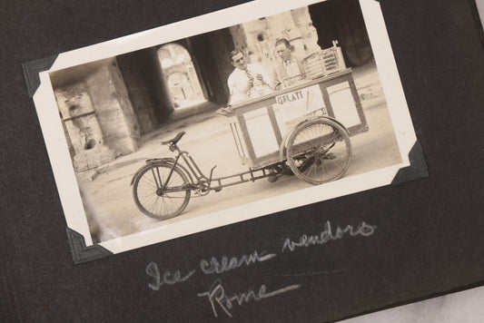 Lot 072 - Vintage Snapshot Photo Album Containing 85+ Photographs, Mostly Of Travel In Italy, Including Pompeii, Rome, Gelati Vendors, The Colosseum, Venice, As Well As Photographs Of The Netherlands, Edinburgh, And More, Note All Page Loose