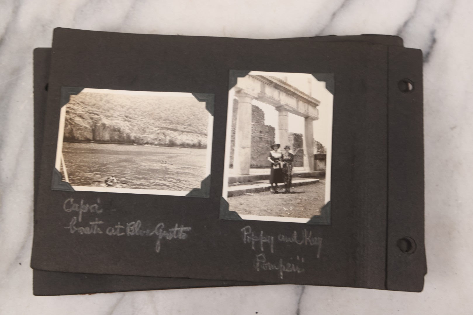 Lot 072 - Vintage Snapshot Photo Album Containing 85+ Photographs, Mostly Of Travel In Italy, Including Pompeii, Rome, Gelati Vendors, The Colosseum, Venice, As Well As Photographs Of The Netherlands, Edinburgh, And More, Note All Page Loose
