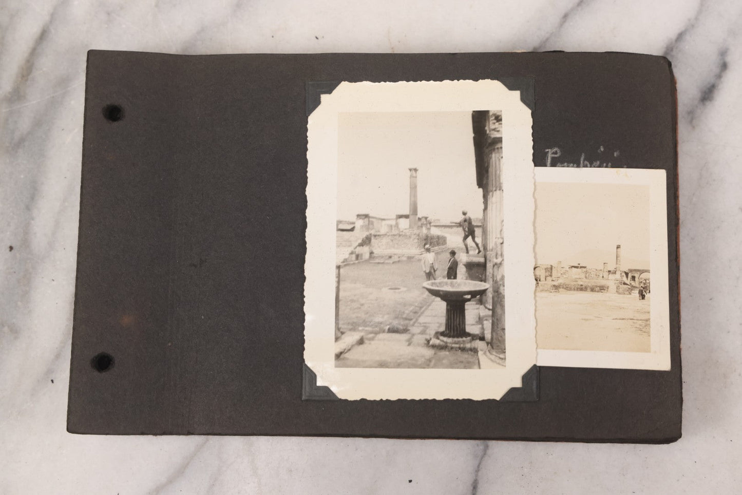 Lot 072 - Vintage Snapshot Photo Album Containing 85+ Photographs, Mostly Of Travel In Italy, Including Pompeii, Rome, Gelati Vendors, The Colosseum, Venice, As Well As Photographs Of The Netherlands, Edinburgh, And More, Note All Page Loose
