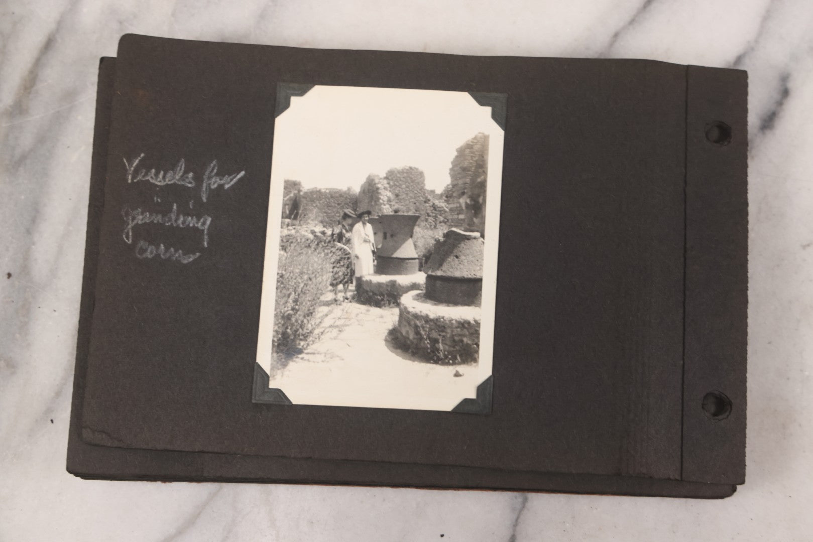 Lot 072 - Vintage Snapshot Photo Album Containing 85+ Photographs, Mostly Of Travel In Italy, Including Pompeii, Rome, Gelati Vendors, The Colosseum, Venice, As Well As Photographs Of The Netherlands, Edinburgh, And More, Note All Page Loose