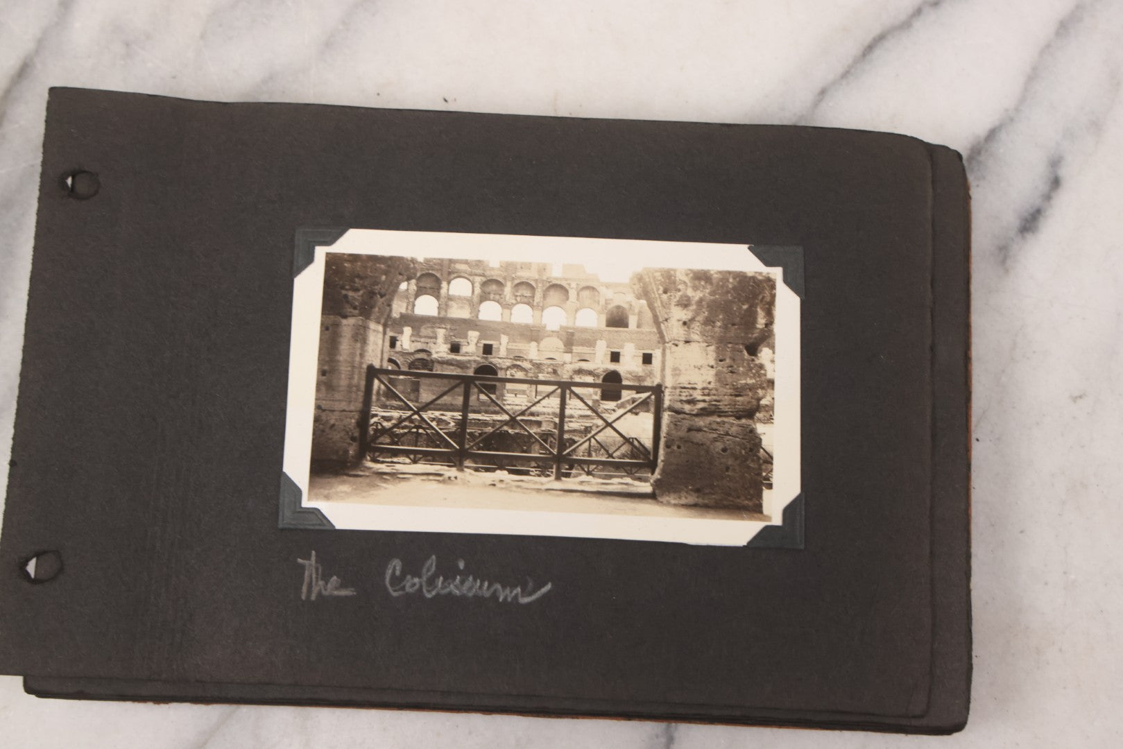 Lot 072 - Vintage Snapshot Photo Album Containing 85+ Photographs, Mostly Of Travel In Italy, Including Pompeii, Rome, Gelati Vendors, The Colosseum, Venice, As Well As Photographs Of The Netherlands, Edinburgh, And More, Note All Page Loose