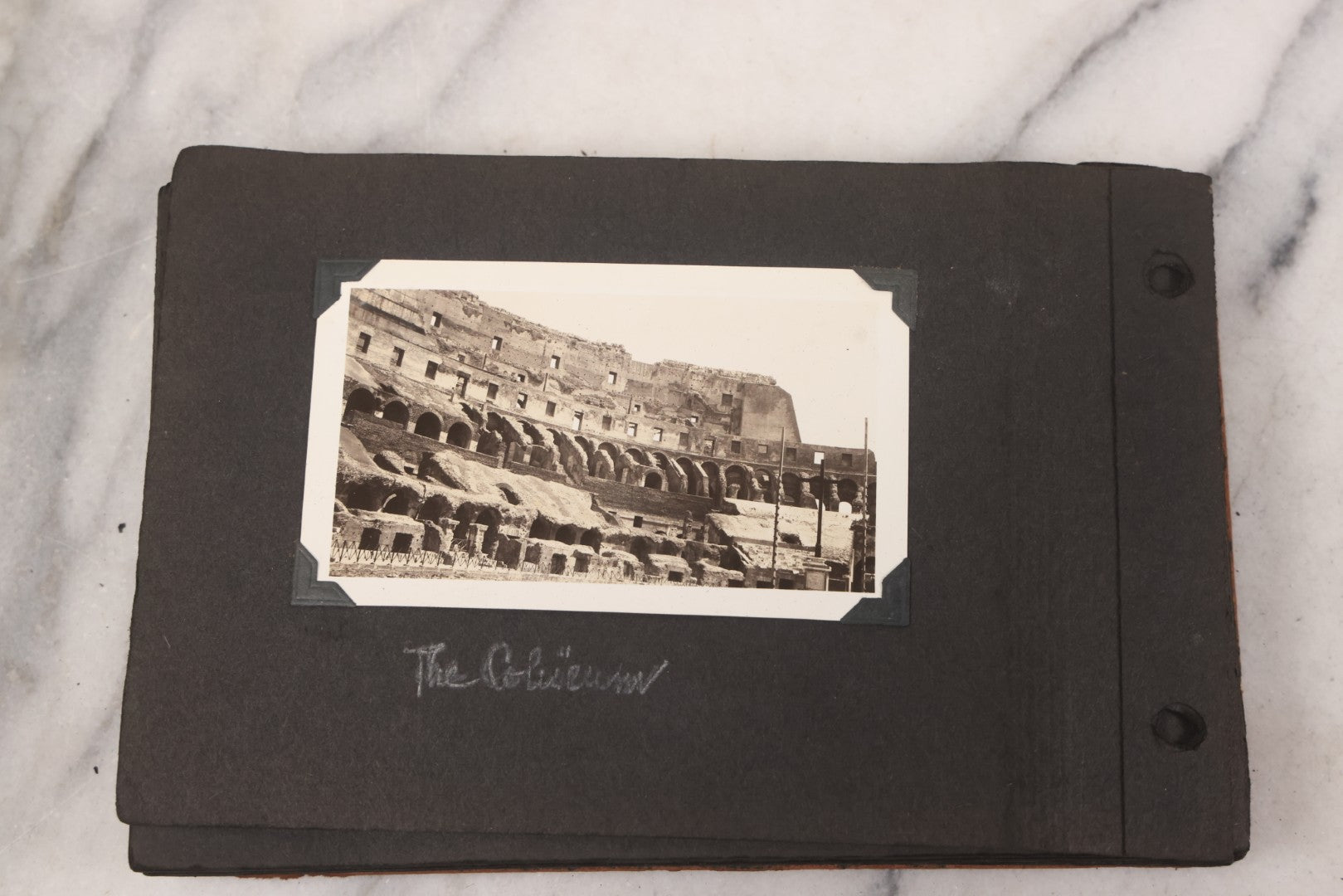 Lot 072 - Vintage Snapshot Photo Album Containing 85+ Photographs, Mostly Of Travel In Italy, Including Pompeii, Rome, Gelati Vendors, The Colosseum, Venice, As Well As Photographs Of The Netherlands, Edinburgh, And More, Note All Page Loose