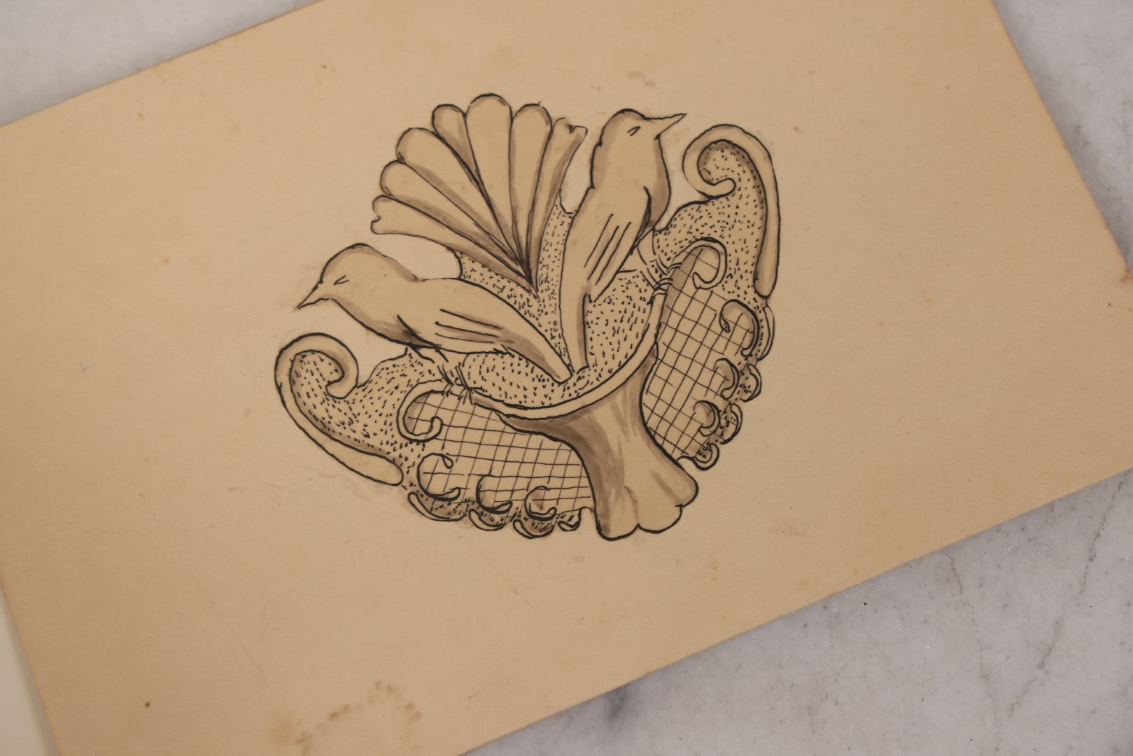 Lot 073 - Antique Architecture And Furniture Sketchbook, Containing Many Original Pencil Sketches Of Buildings, Furniture, Light Fixtures, And More, With Watercolors, Europe, Circa 1900 