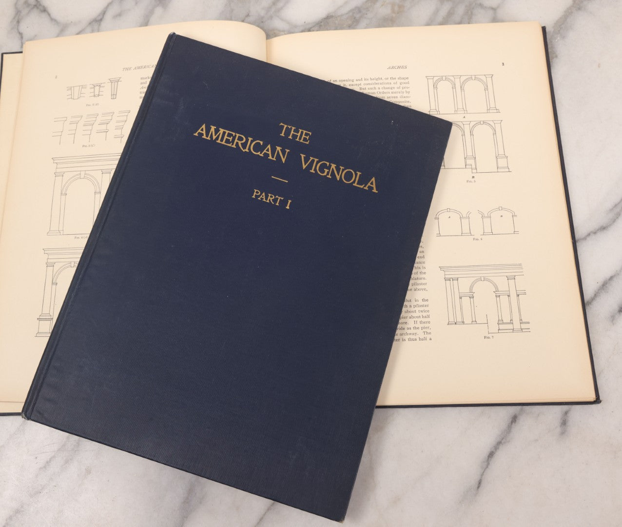 Lot 074 - Pair Of Antique Architecture Books, "The American Vignola" By William R. Ware, Parts I & II, International Textbook Company, Scranton, 1925, Fifth Edition, Profusely Illustrated, Hardcover In Blue Cloth With Gilt Lettering