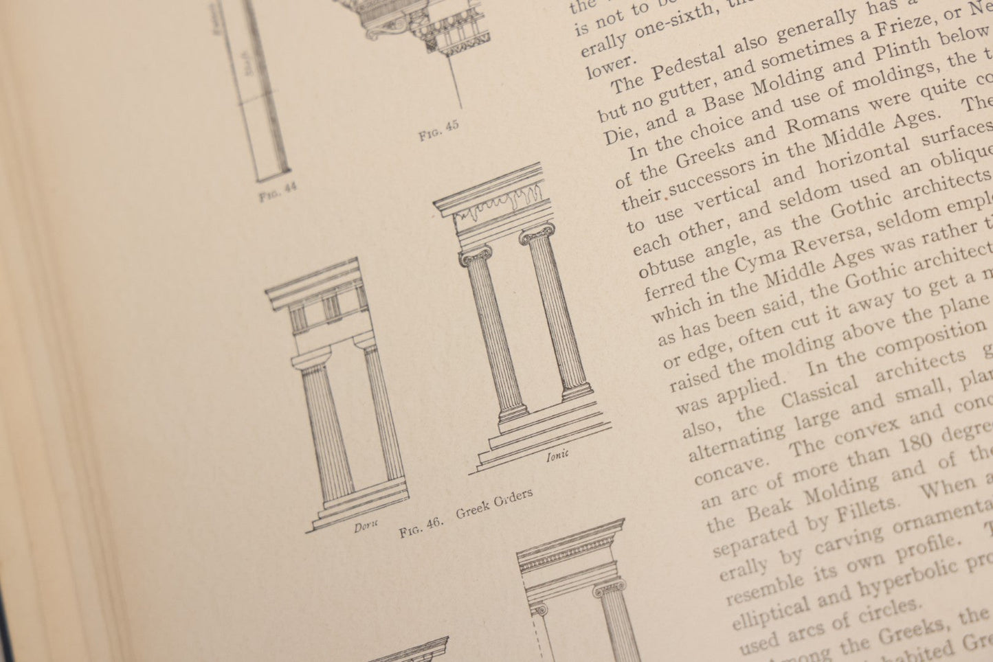 Lot 074 - Pair Of Antique Architecture Books, "The American Vignola" By William R. Ware, Parts I & II, International Textbook Company, Scranton, 1925, Fifth Edition, Profusely Illustrated, Hardcover In Blue Cloth With Gilt Lettering