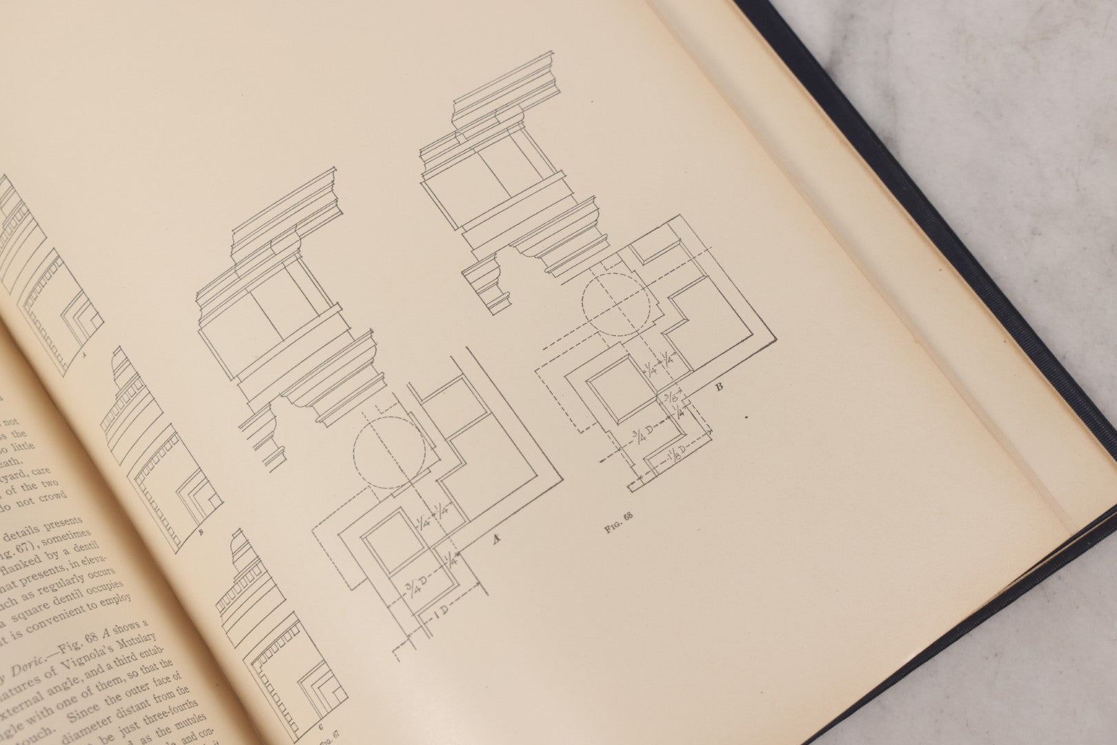 Lot 074 - Pair Of Antique Architecture Books, "The American Vignola" By William R. Ware, Parts I & II, International Textbook Company, Scranton, 1925, Fifth Edition, Profusely Illustrated, Hardcover In Blue Cloth With Gilt Lettering