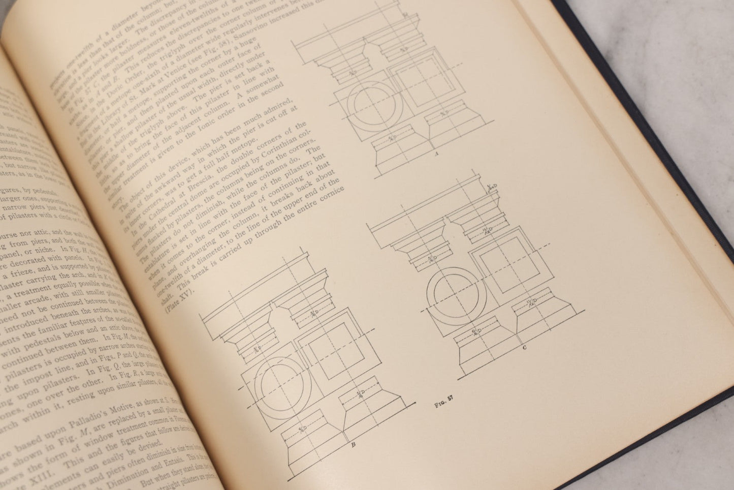 Lot 074 - Pair Of Antique Architecture Books, "The American Vignola" By William R. Ware, Parts I & II, International Textbook Company, Scranton, 1925, Fifth Edition, Profusely Illustrated, Hardcover In Blue Cloth With Gilt Lettering