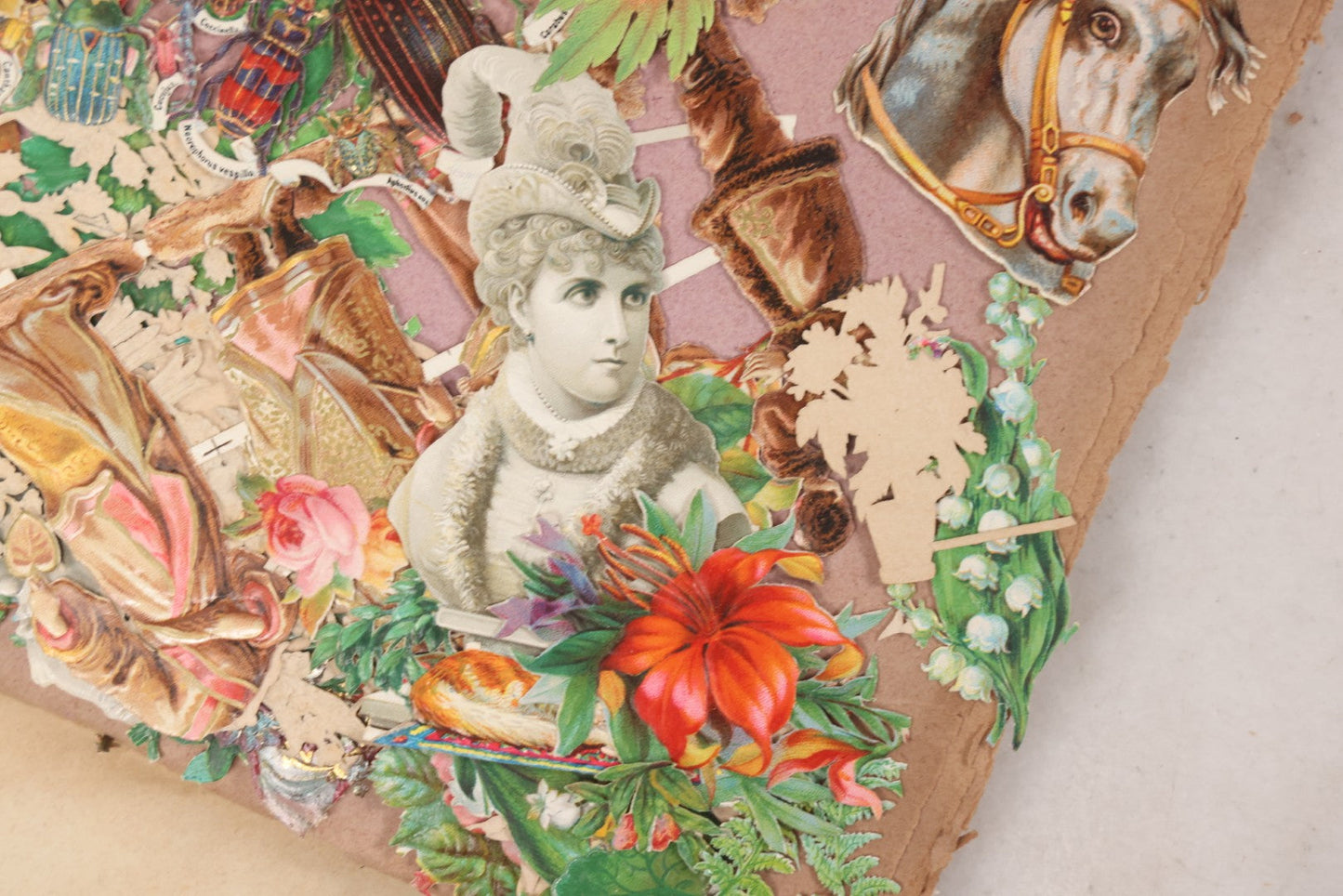 Lot 075 - Antique Die Cut Scrap Collection In Delicate Scrapbook, Containing Dozens Of Pieces, Mostly Made In Germany, Including People, Animals, Flowers, And Other Subjects, Not Glued To Book