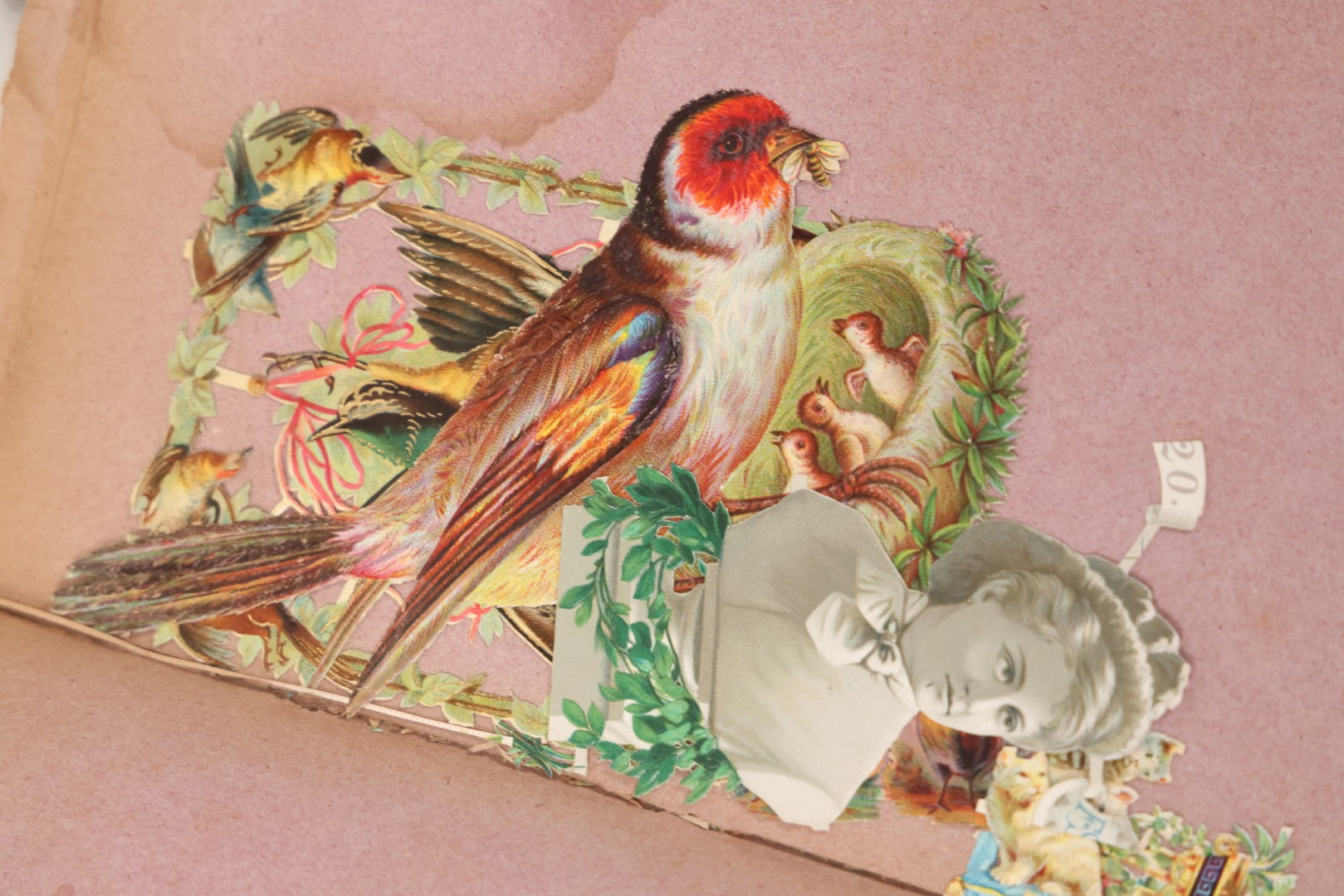 Lot 075 - Antique Die Cut Scrap Collection In Delicate Scrapbook, Containing Dozens Of Pieces, Mostly Made In Germany, Including People, Animals, Flowers, And Other Subjects, Not Glued To Book