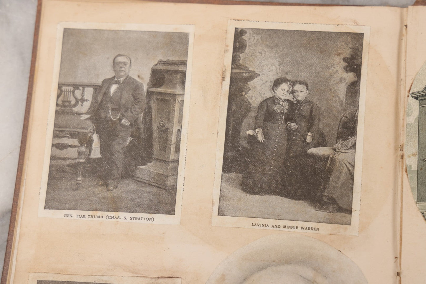 Lot 076 - Antique Victorian Scrapbook Album Containing Book And Newspaper Clippings, Die Cuts, Including Materials Related To Barnum Sideshow Performers Gen. Tom Thumb, Lavinia And Minnie Warren, Count And Countess Magri, Many Pieces Related To Vermont