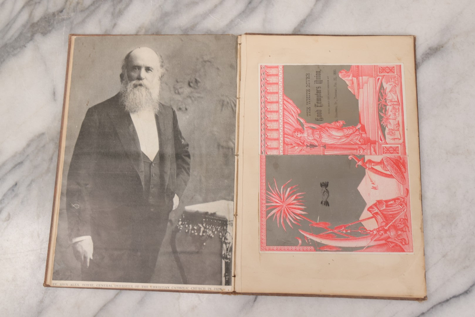 Lot 076 - Antique Victorian Scrapbook Album Containing Book And Newspaper Clippings, Die Cuts, Including Materials Related To Barnum Sideshow Performers Gen. Tom Thumb, Lavinia And Minnie Warren, Count And Countess Magri, Many Pieces Related To Vermont